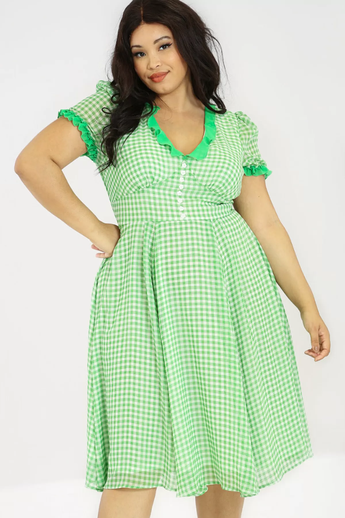 Midi Dresses*Hell Bunny Anne Marie Dress Green