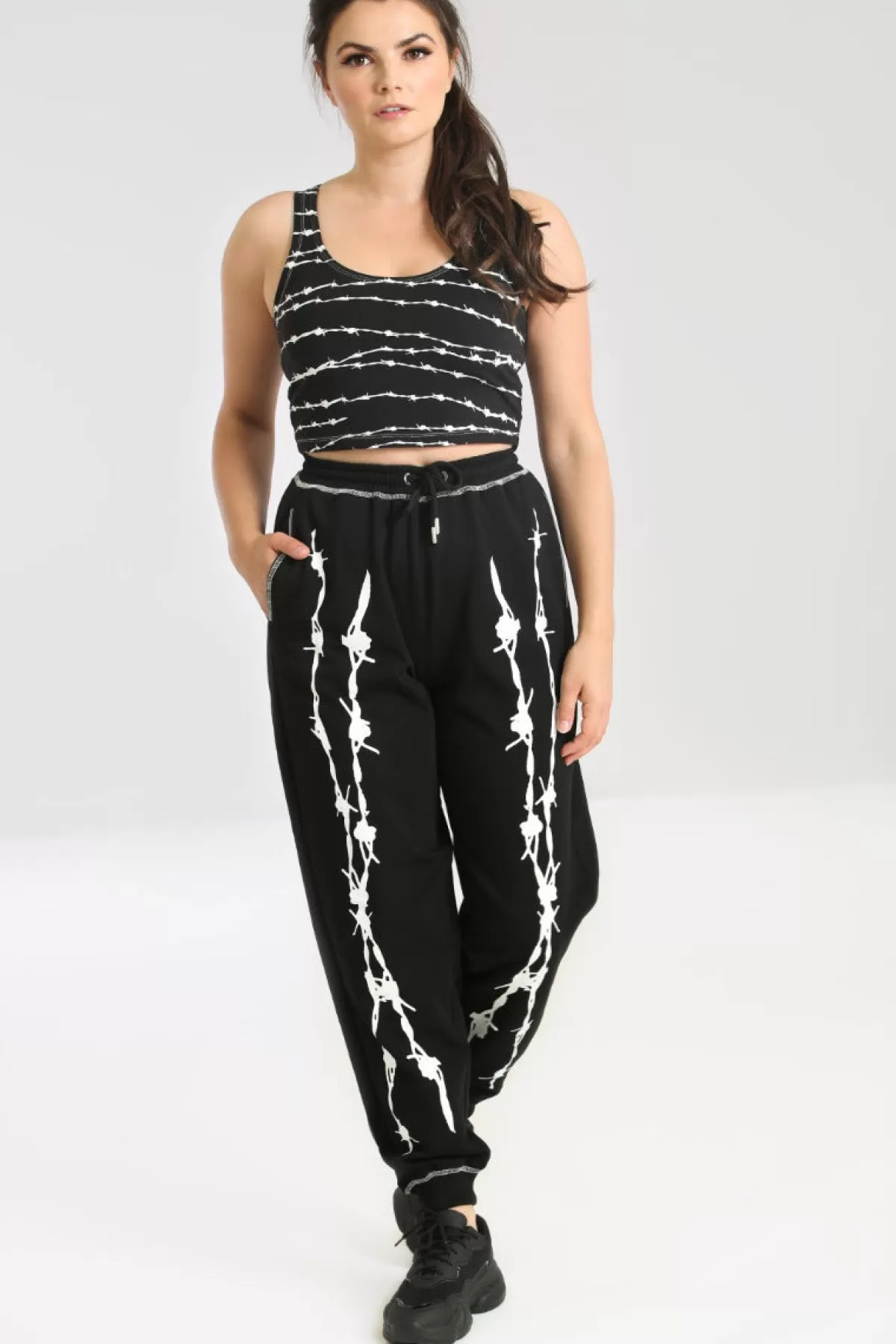 Joggers*Hell Bunny Barbed Wire Joggers Black