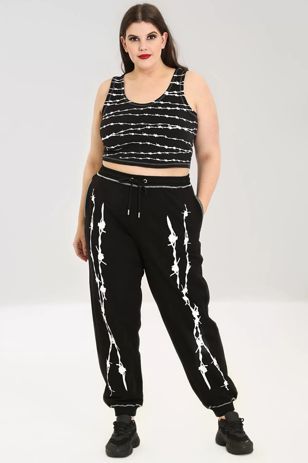 Joggers*Hell Bunny Barbed Wire Joggers Black