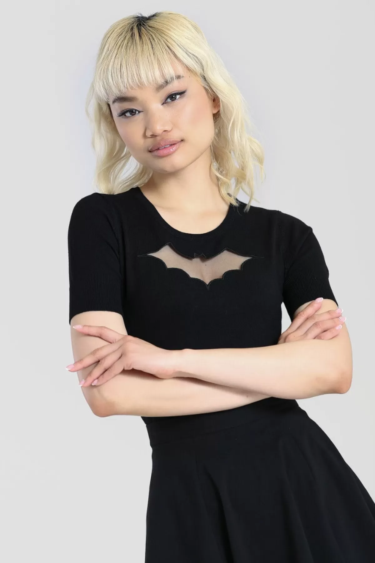 Knitted Tops*Hell Bunny Bat Top Black