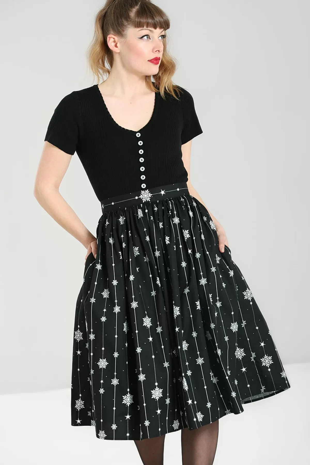 Midi Skirts*Hell Bunny Belle 50'S Skirt Black