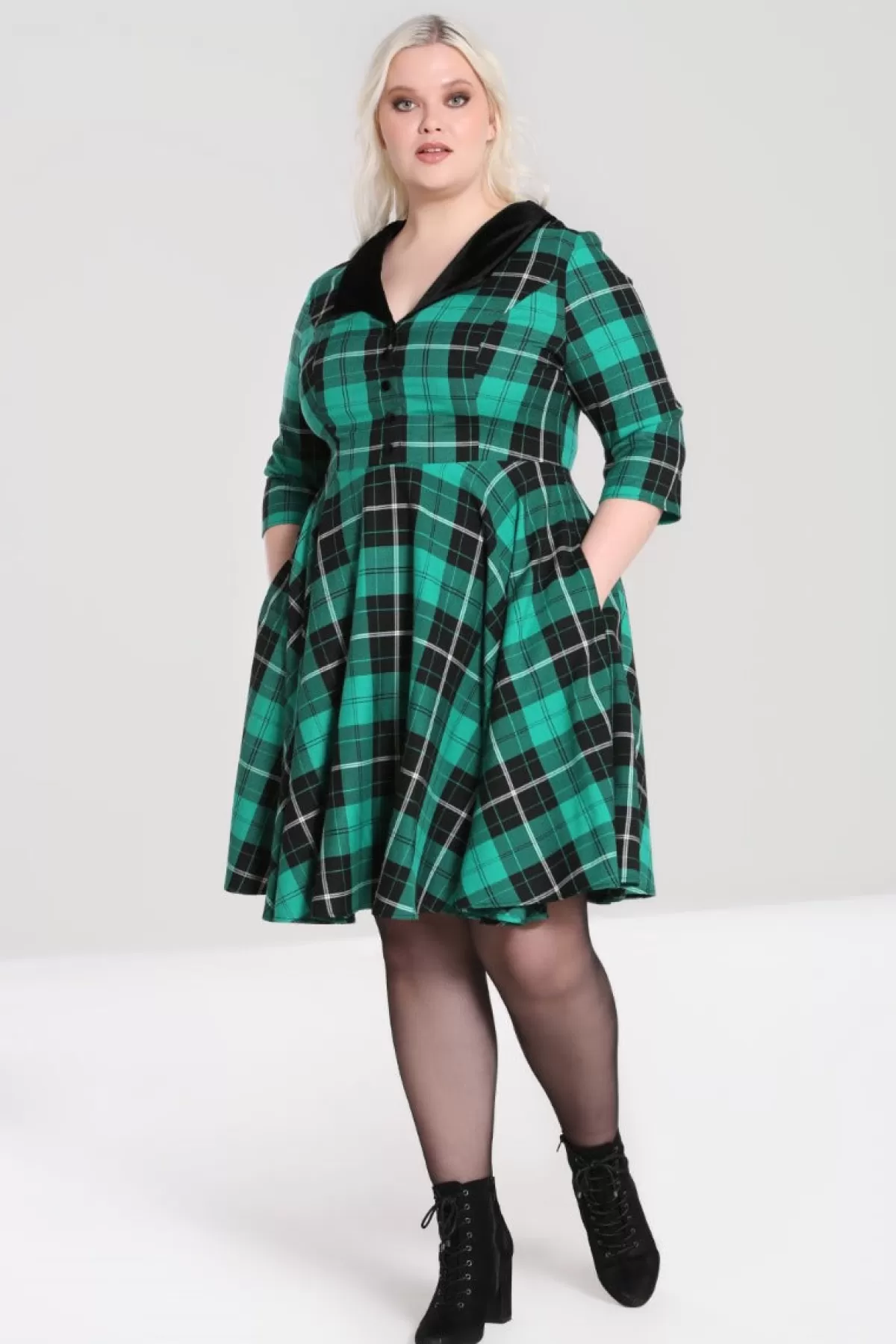 Knee Dresses*Hell Bunny Beryl Mid Dress Green