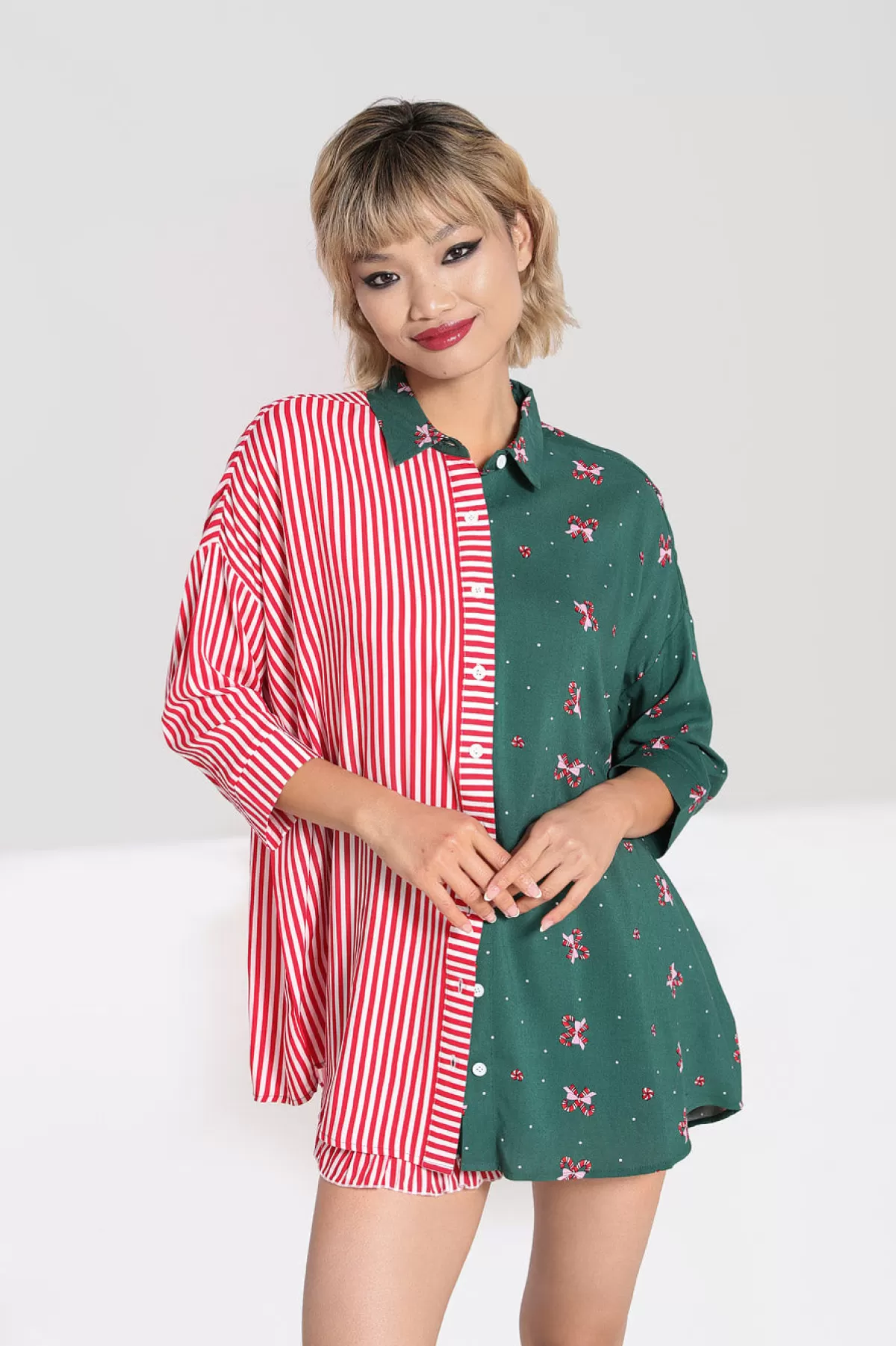 Shirts*Hell Bunny Beth Oversized Shirt Green