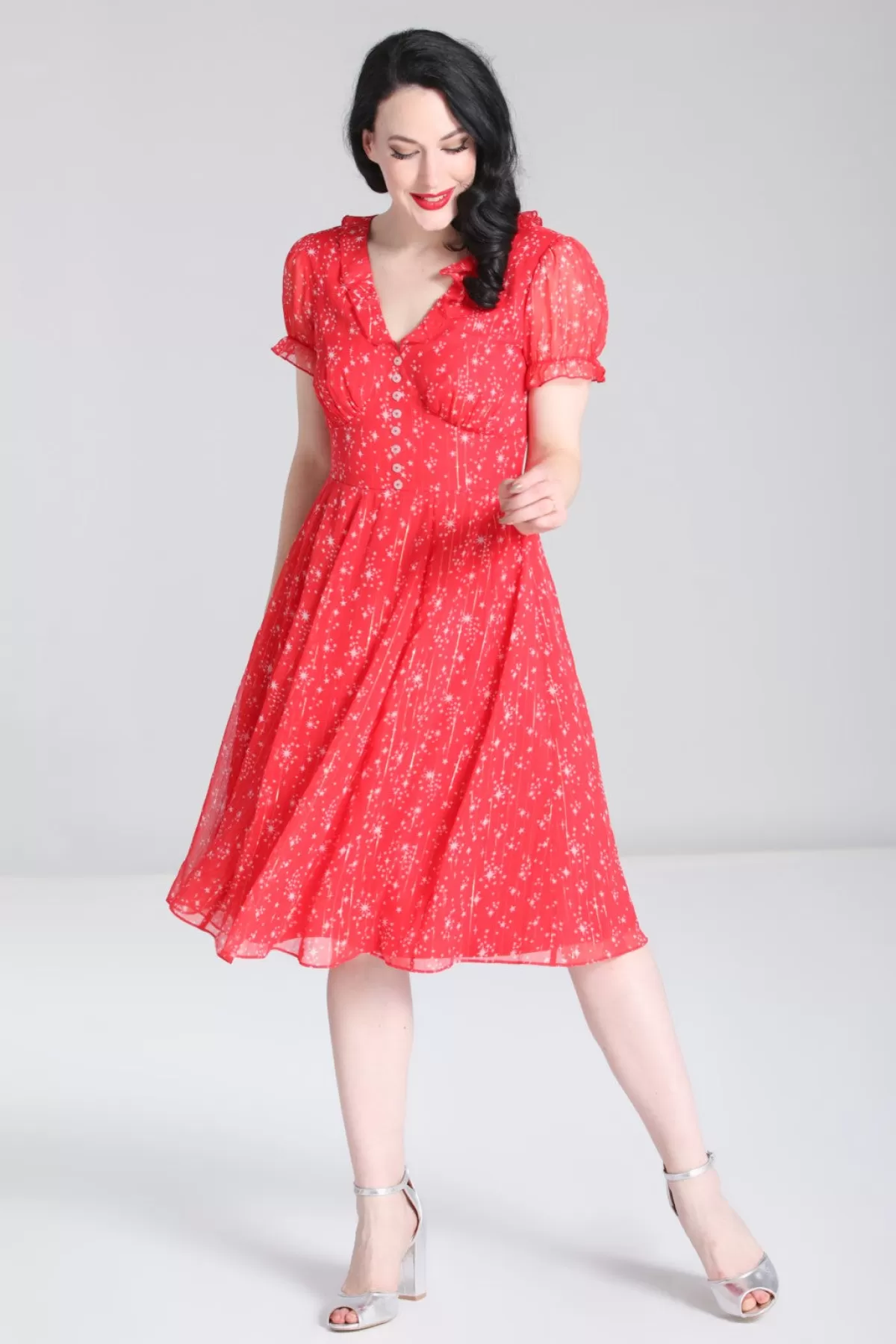 Midi Dresses*Hell Bunny Cassiopeia Dress Red