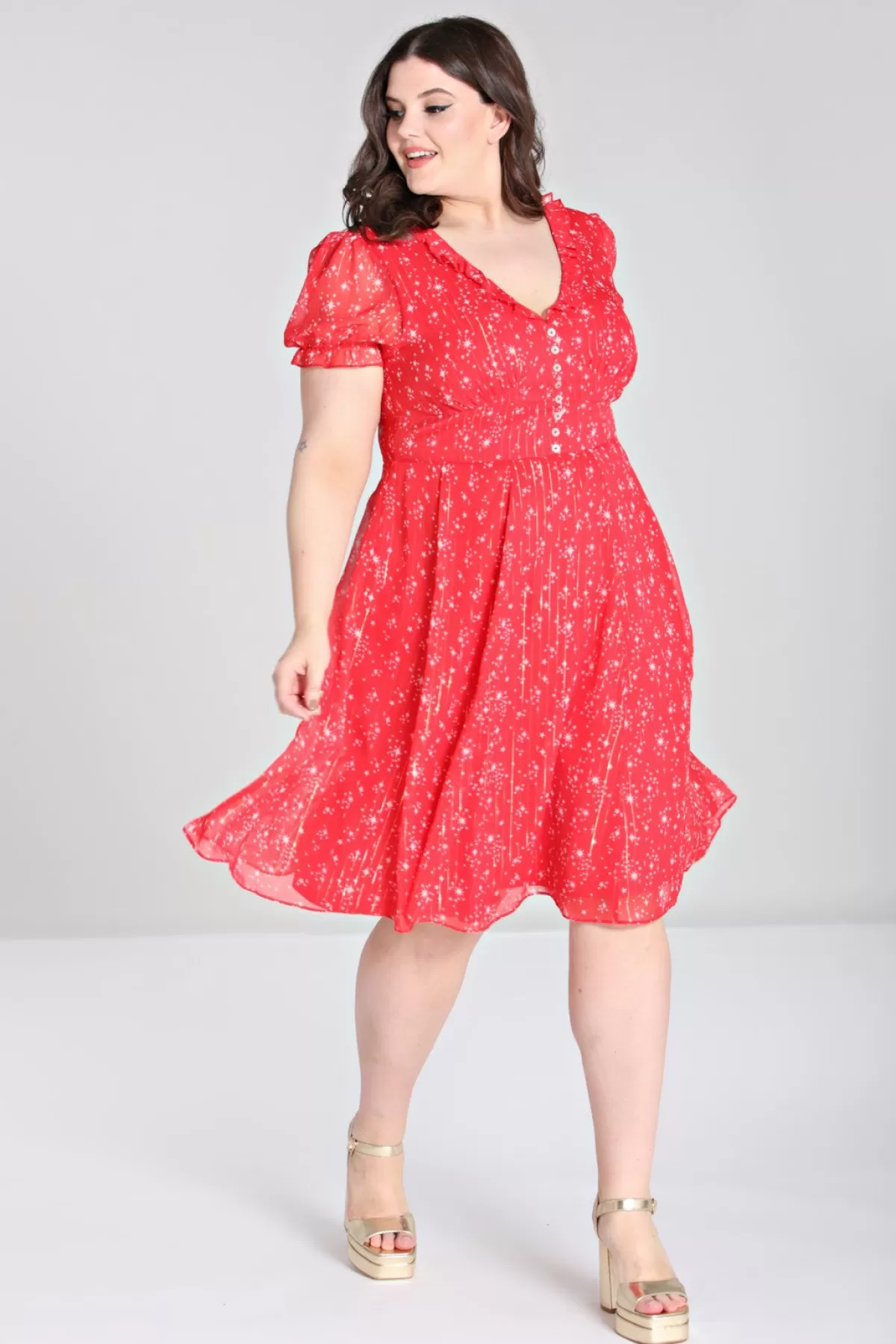 Midi Dresses*Hell Bunny Cassiopeia Dress Red