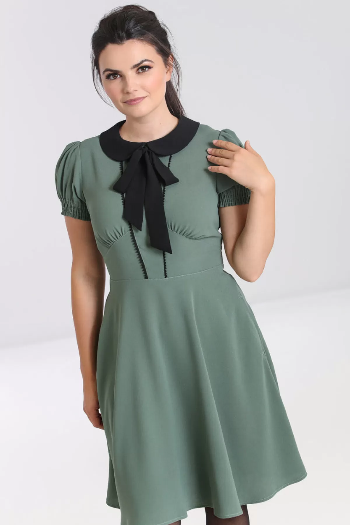 Knee Dresses*Hell Bunny Catherine Mid Dress Green