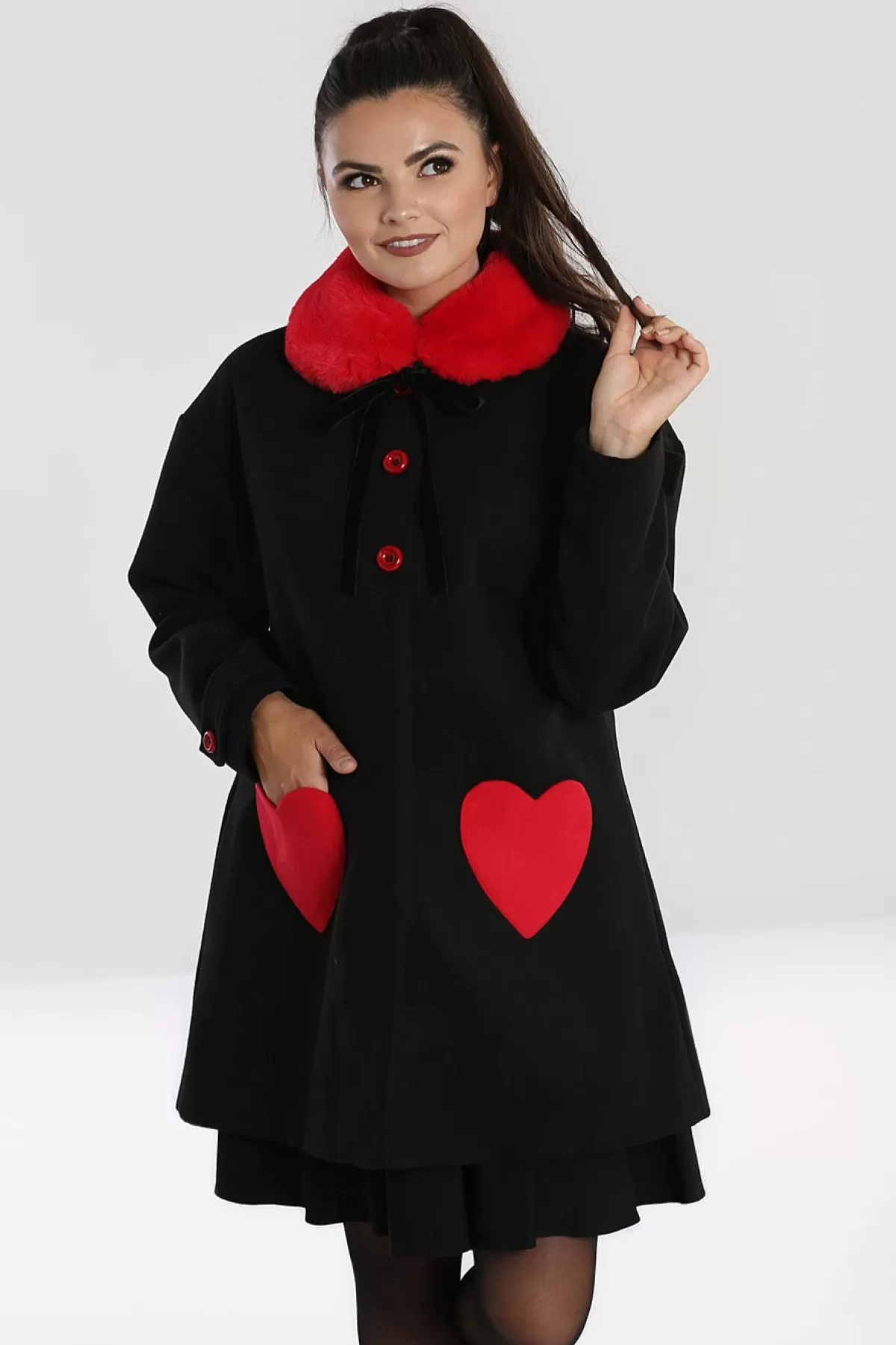 Coats*Hell Bunny Corazon Coat Black / Red