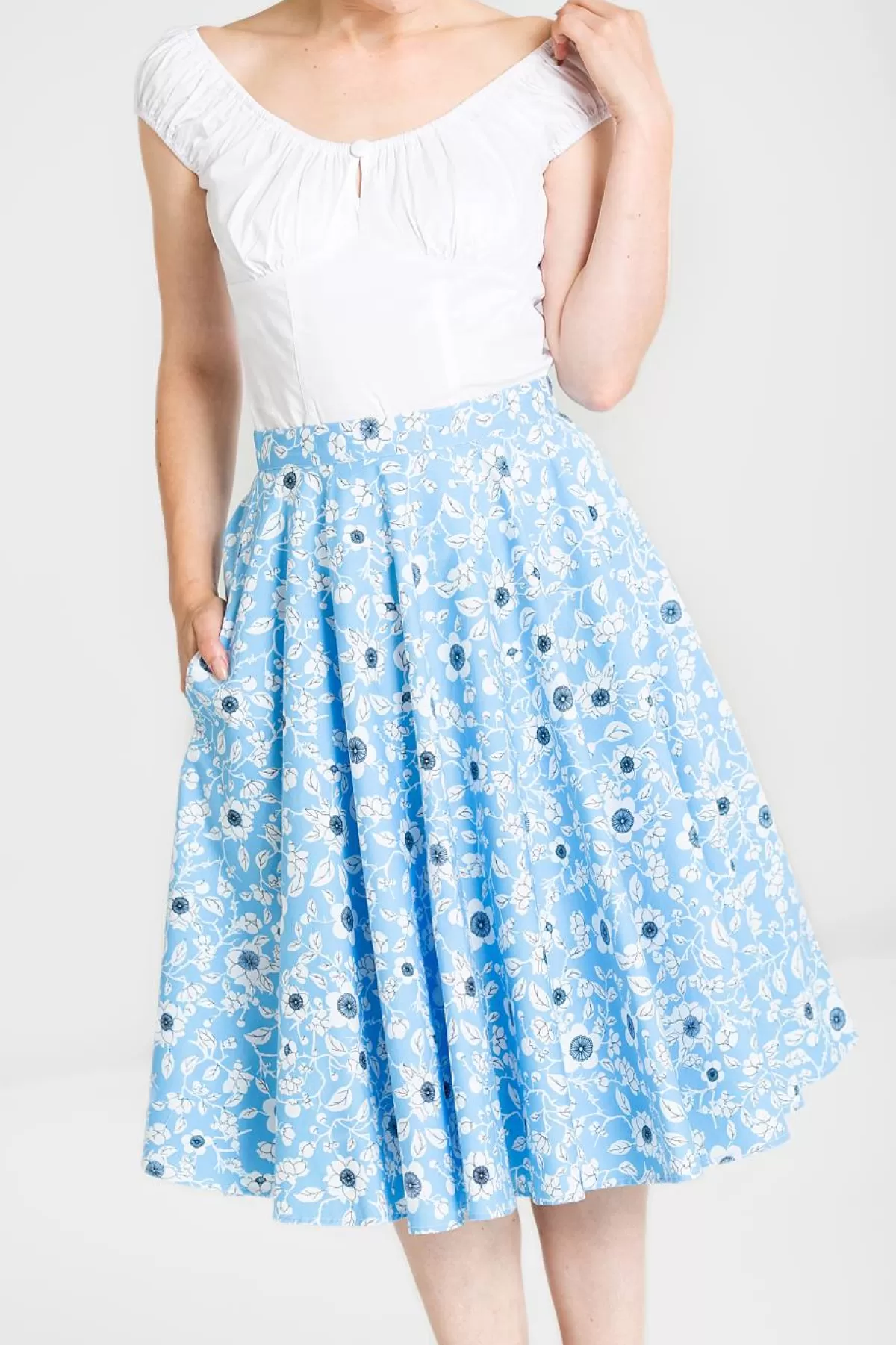 Midi Skirts*Hell Bunny Daphne 50'S Skirt Blue