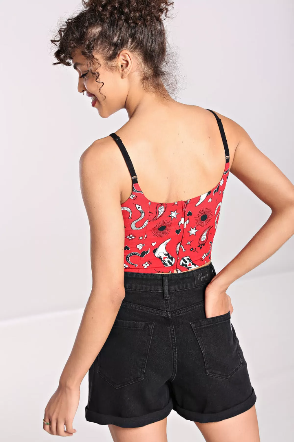 Crop Tops*Hell Bunny Emmylou Crop Top Red