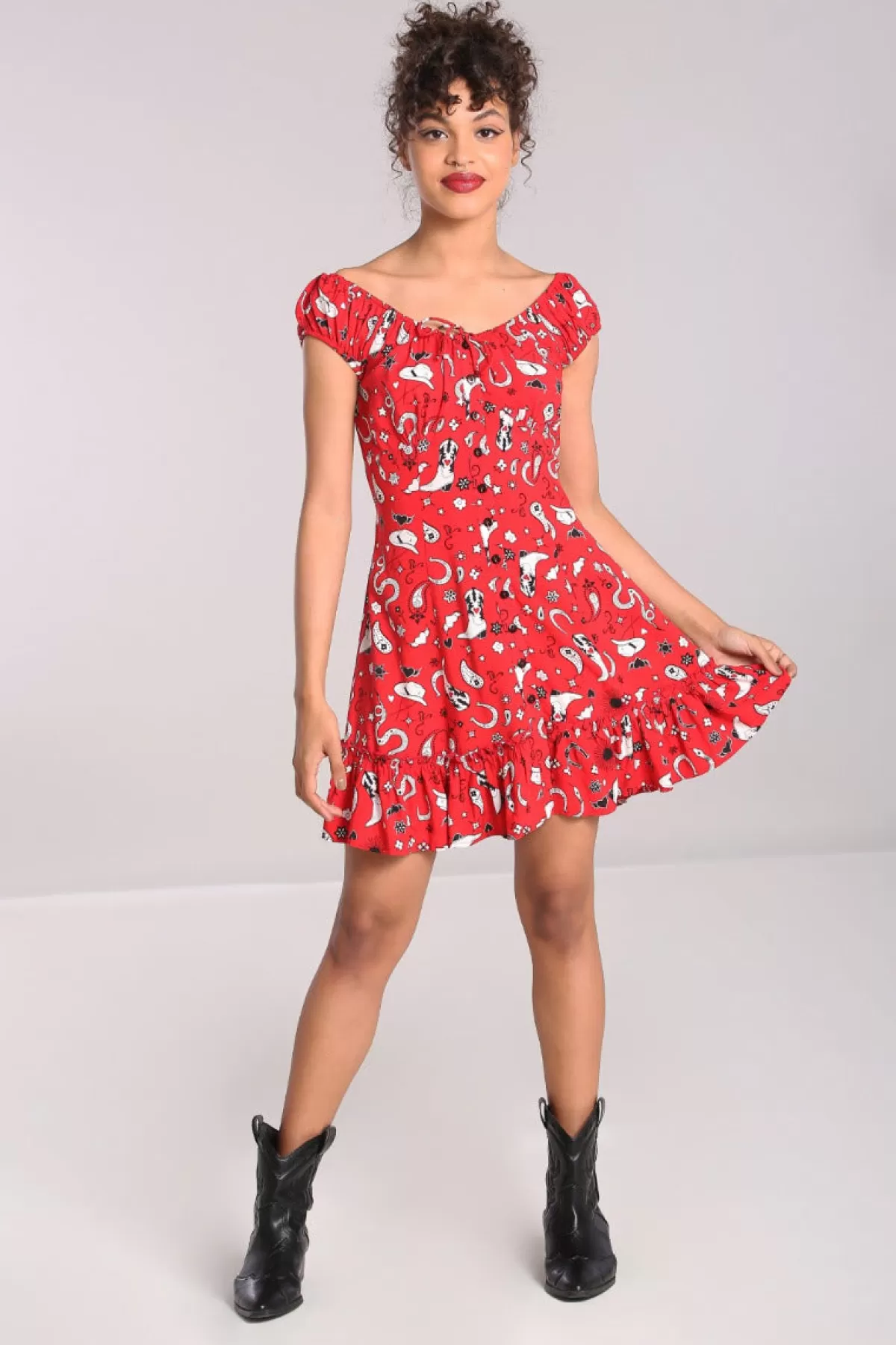 Mini Dresses*Hell Bunny Emmylou Mini Dress Red