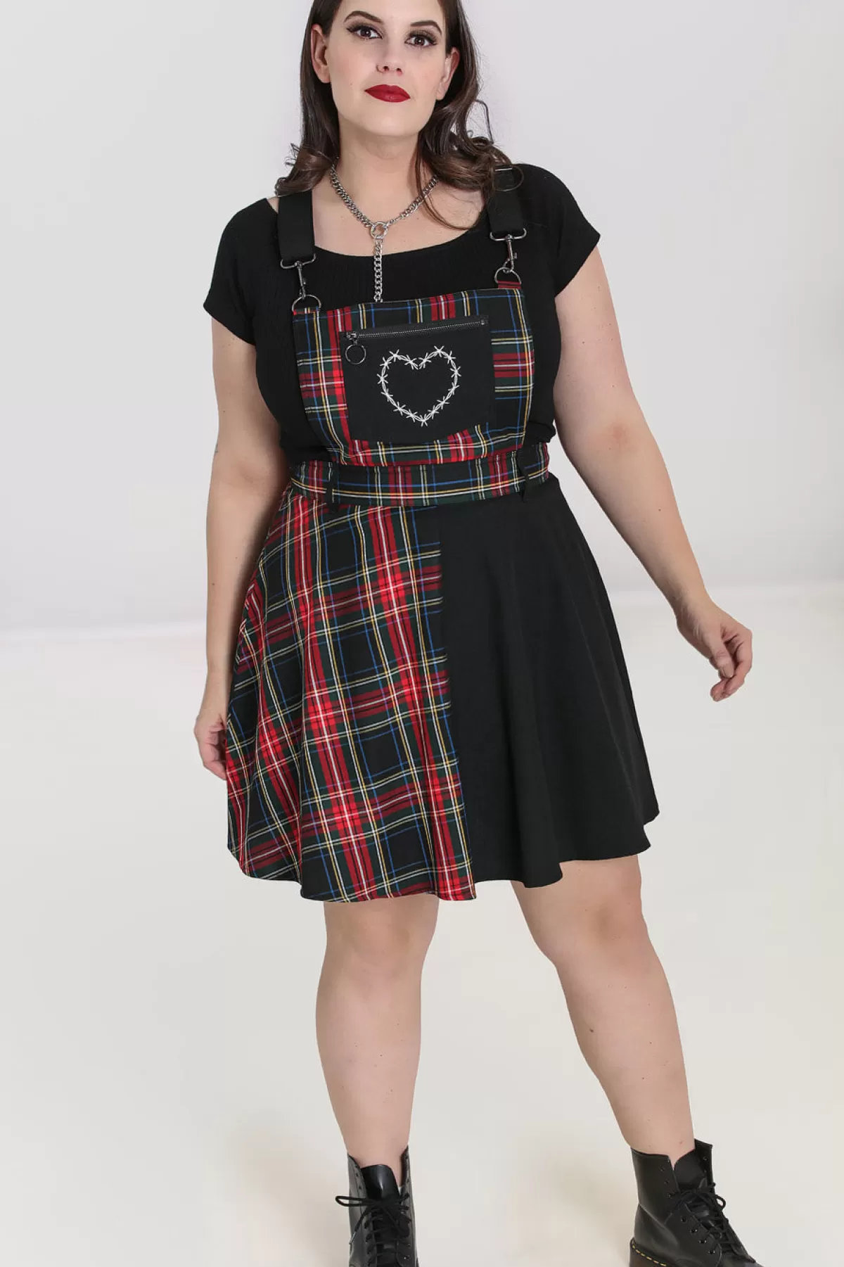 Mini Dresses*Hell Bunny Heather Pinafore Dress Black