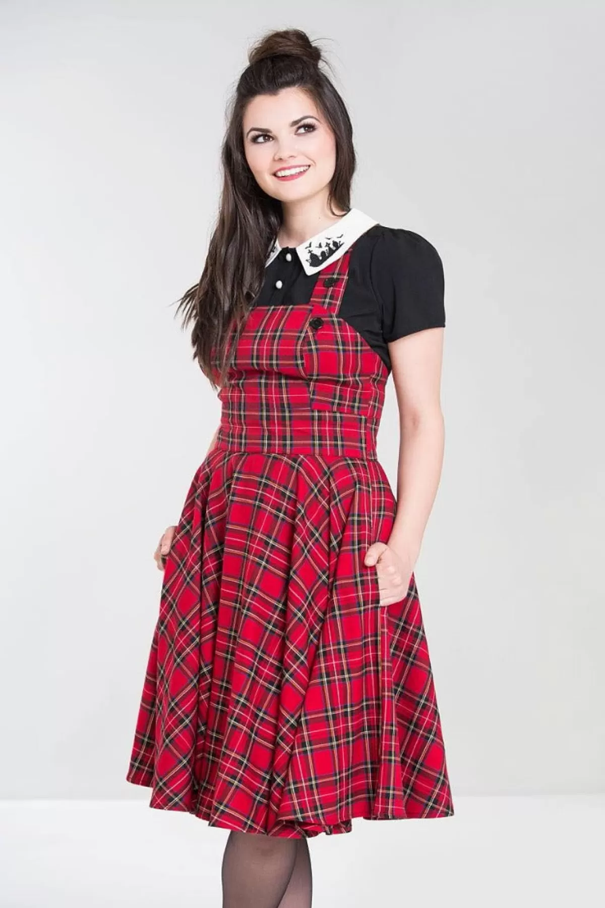 Midi Dresses*Hell Bunny Irvine Pinafore Dress Red