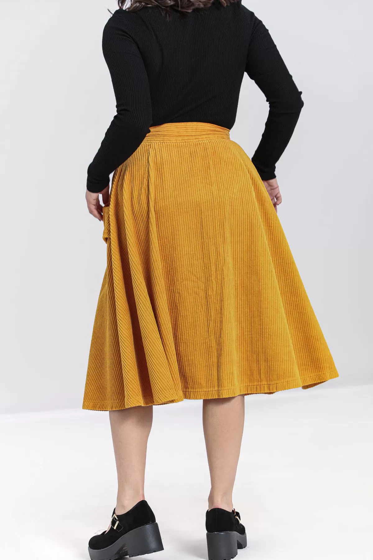 Midi Skirts*Hell Bunny Jeanette Skirt Mustard