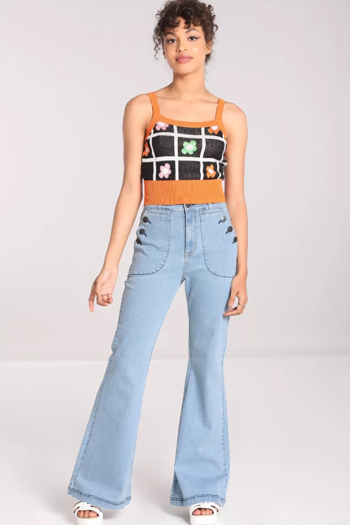 Blouses*Hell Bunny Jill Jeans Blue