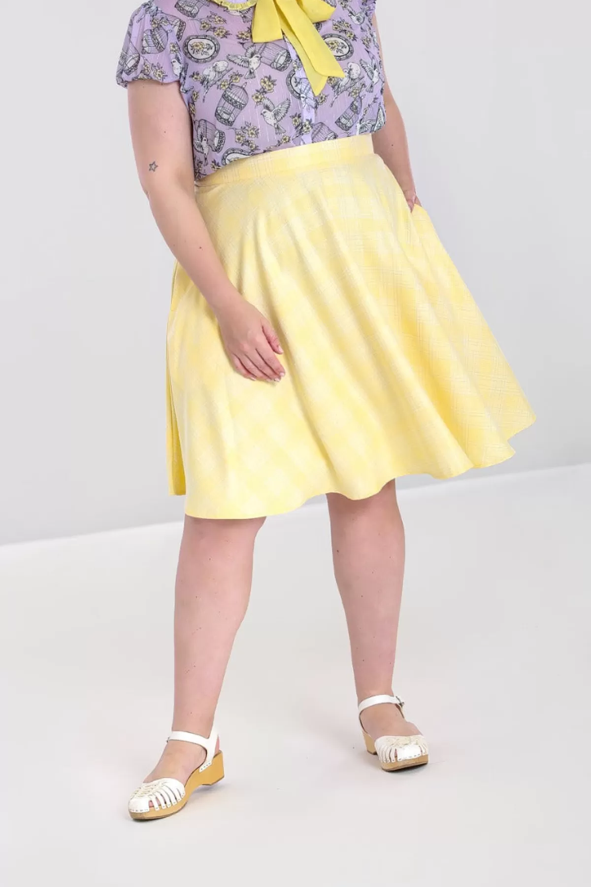 Midi Skirts*Hell Bunny Joy Mid Skirt Plus Size Yellow