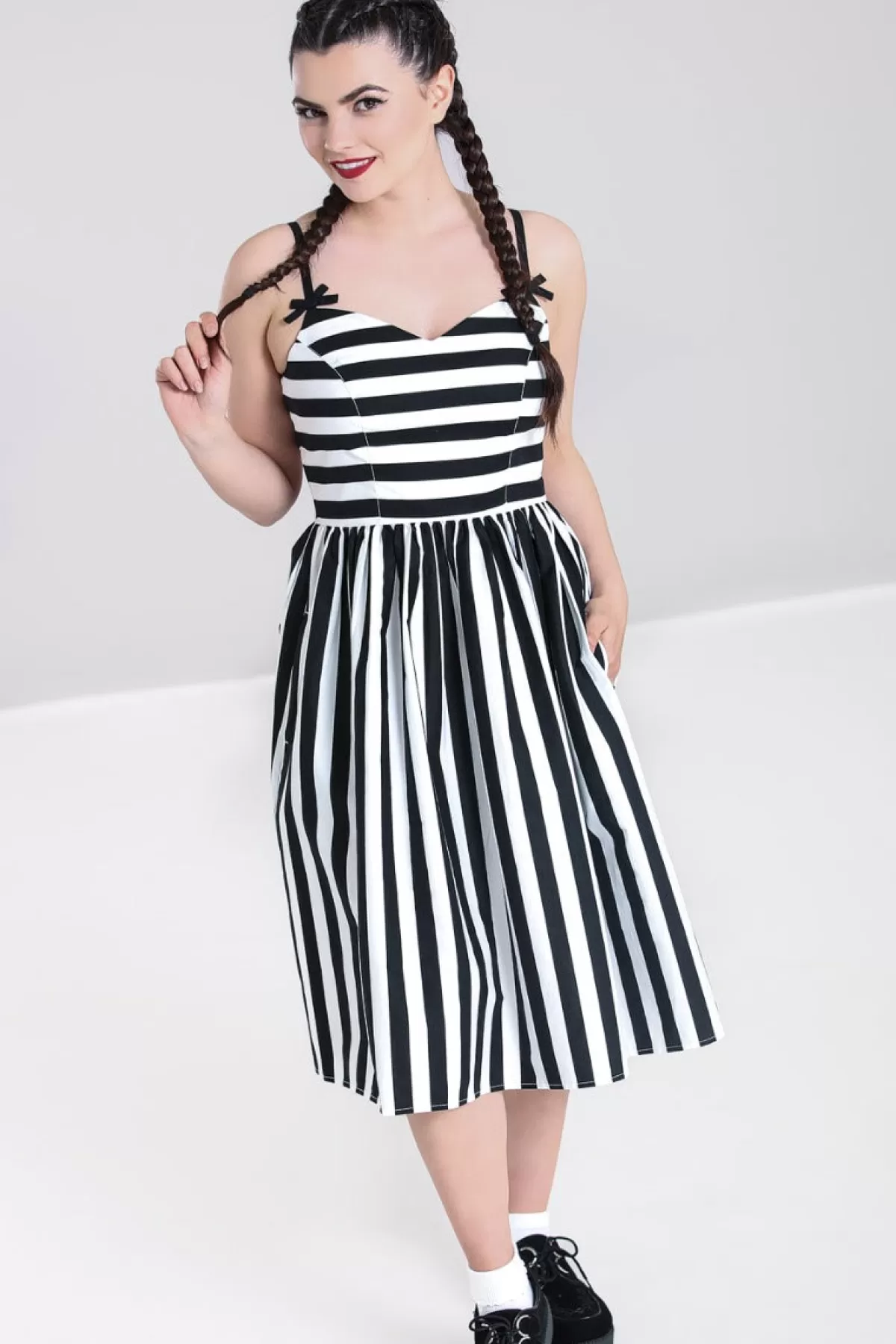 Midi Dresses*Hell Bunny Juno 50'S Dress Black / White