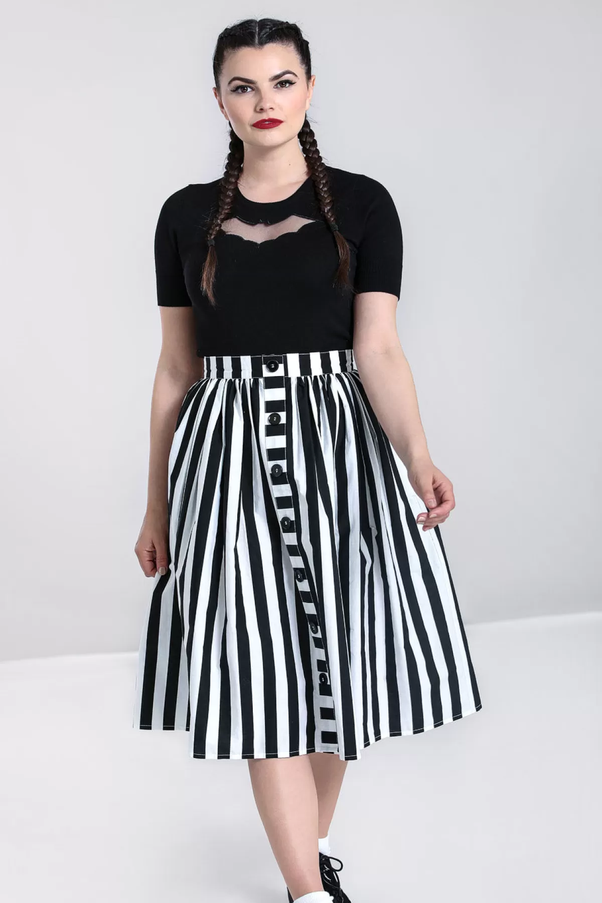 Midi Skirts*Hell Bunny Juno 50'S Skirt Black / White