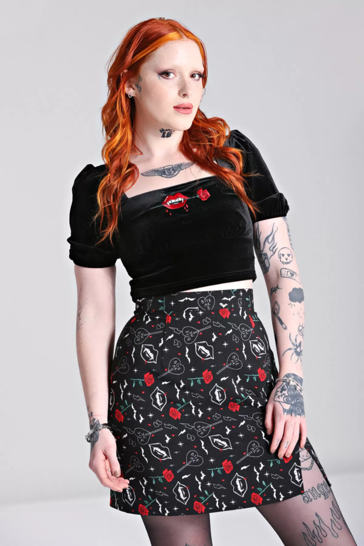 Crop Tops*Hell Bunny Lilith Top Black