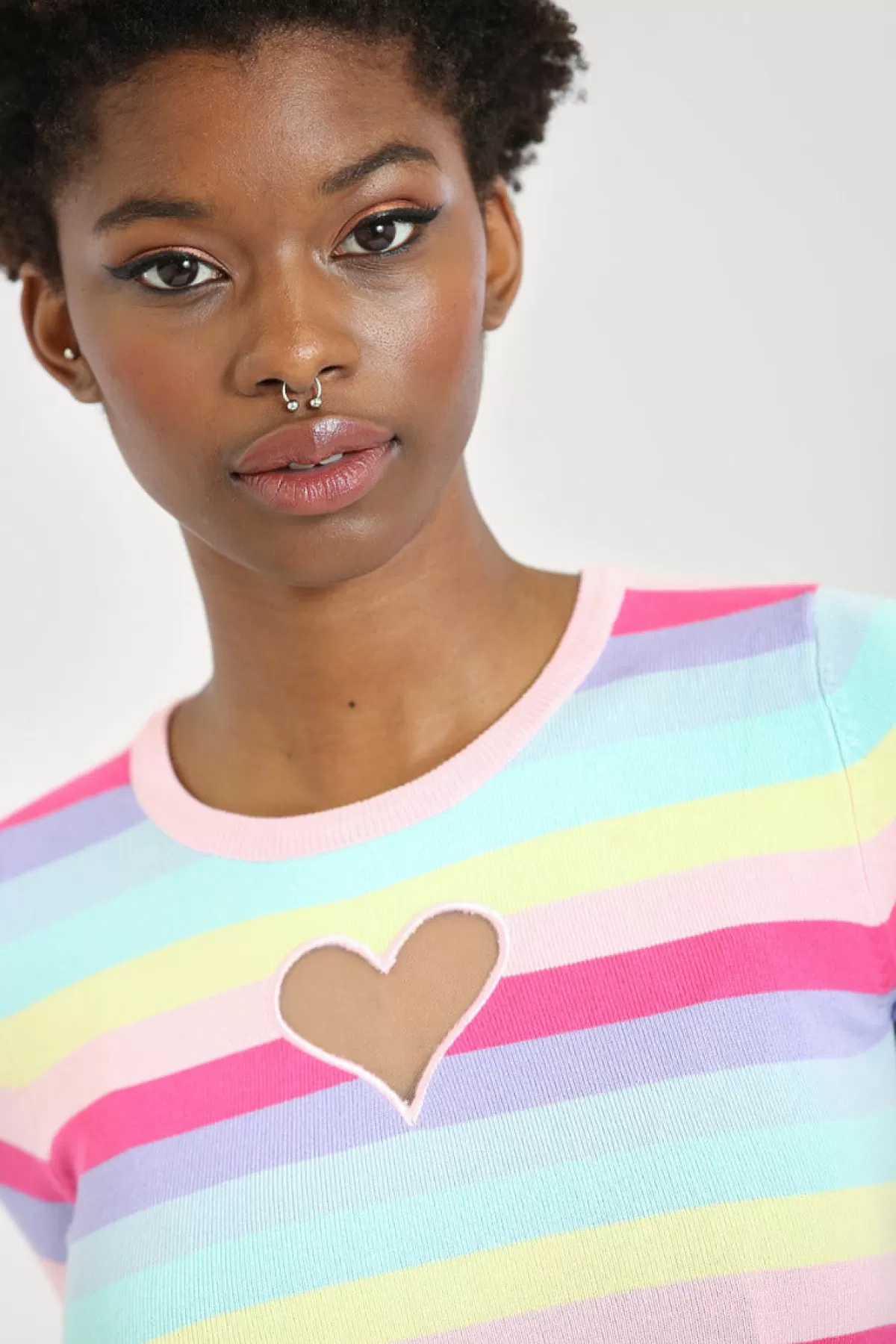 Knitted Tops*Hell Bunny Love Heart Top Multi Colour