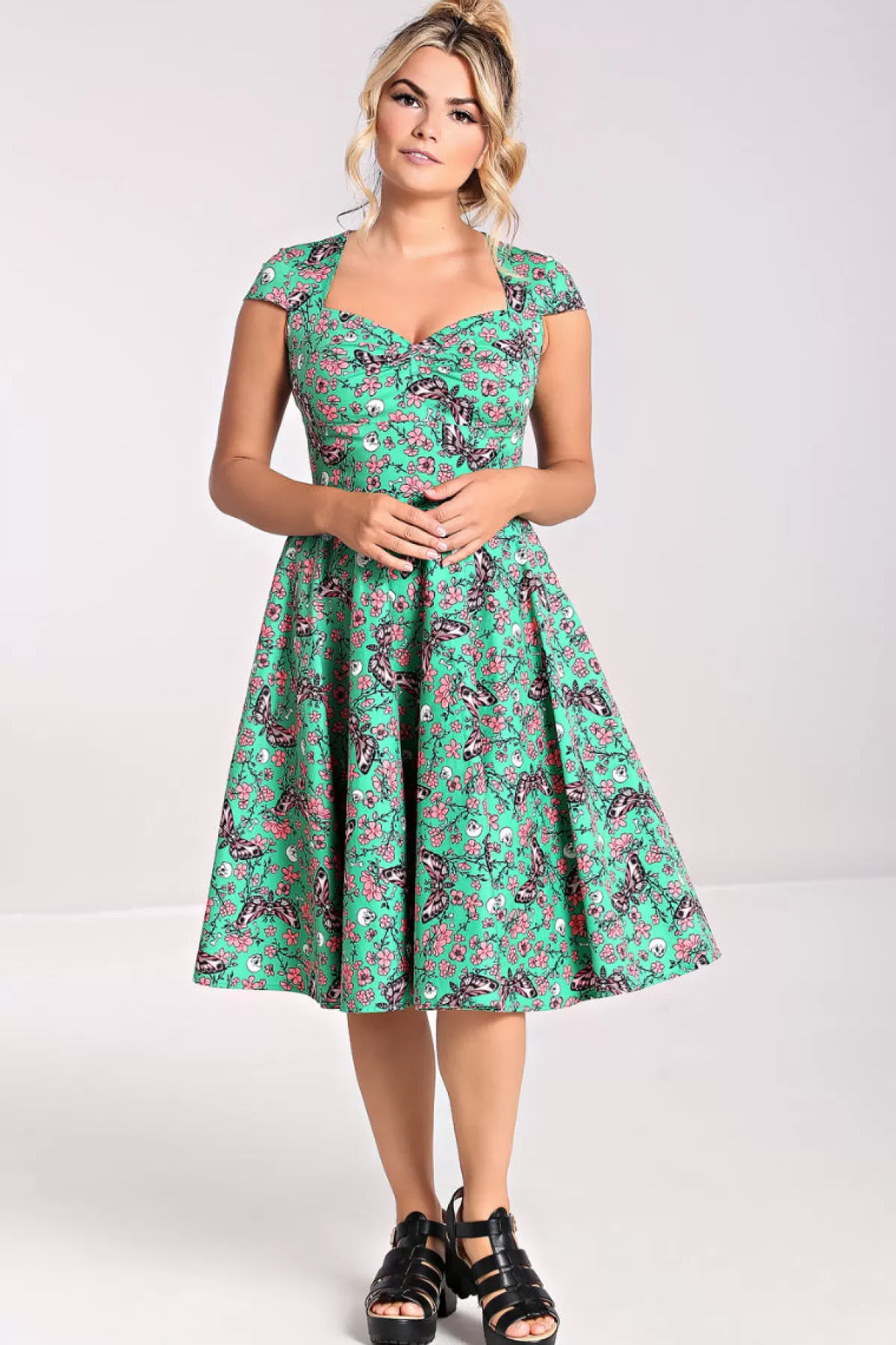 Midi Dresses*Hell Bunny Madilynn 50'S Dress Green