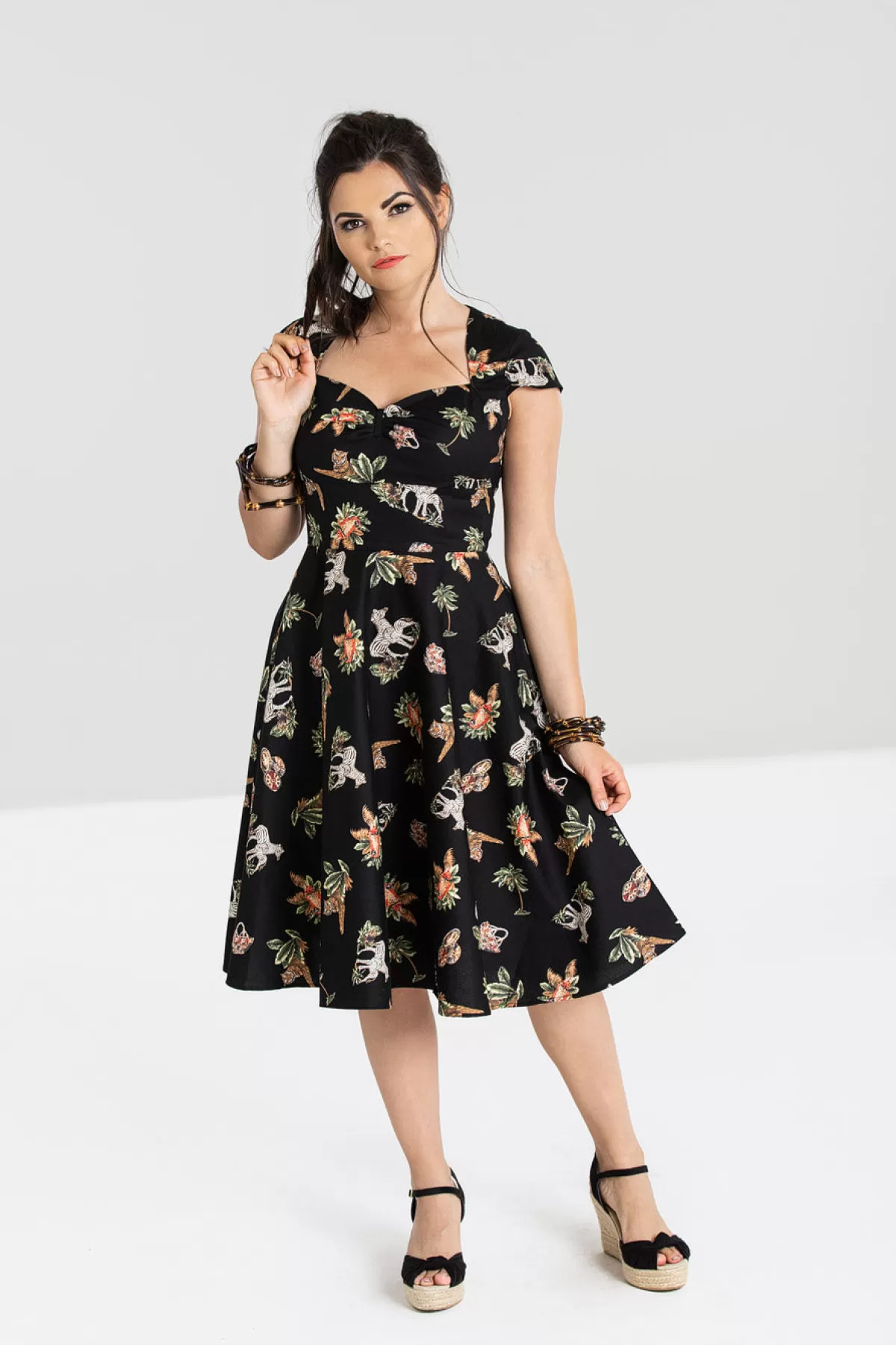 Midi Dresses*Hell Bunny Messina 50'S Dress Black