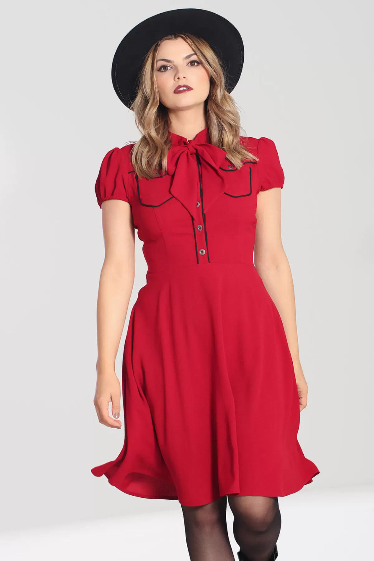 Knee Dresses*Hell Bunny Millie Dress Red