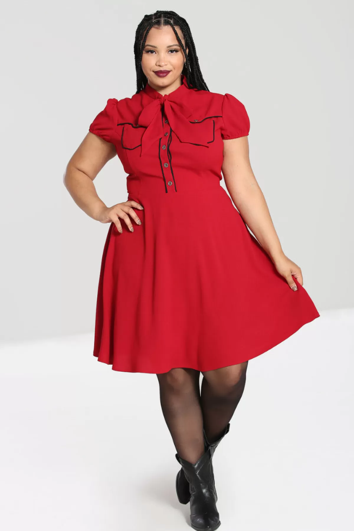 Knee Dresses*Hell Bunny Millie Dress Red