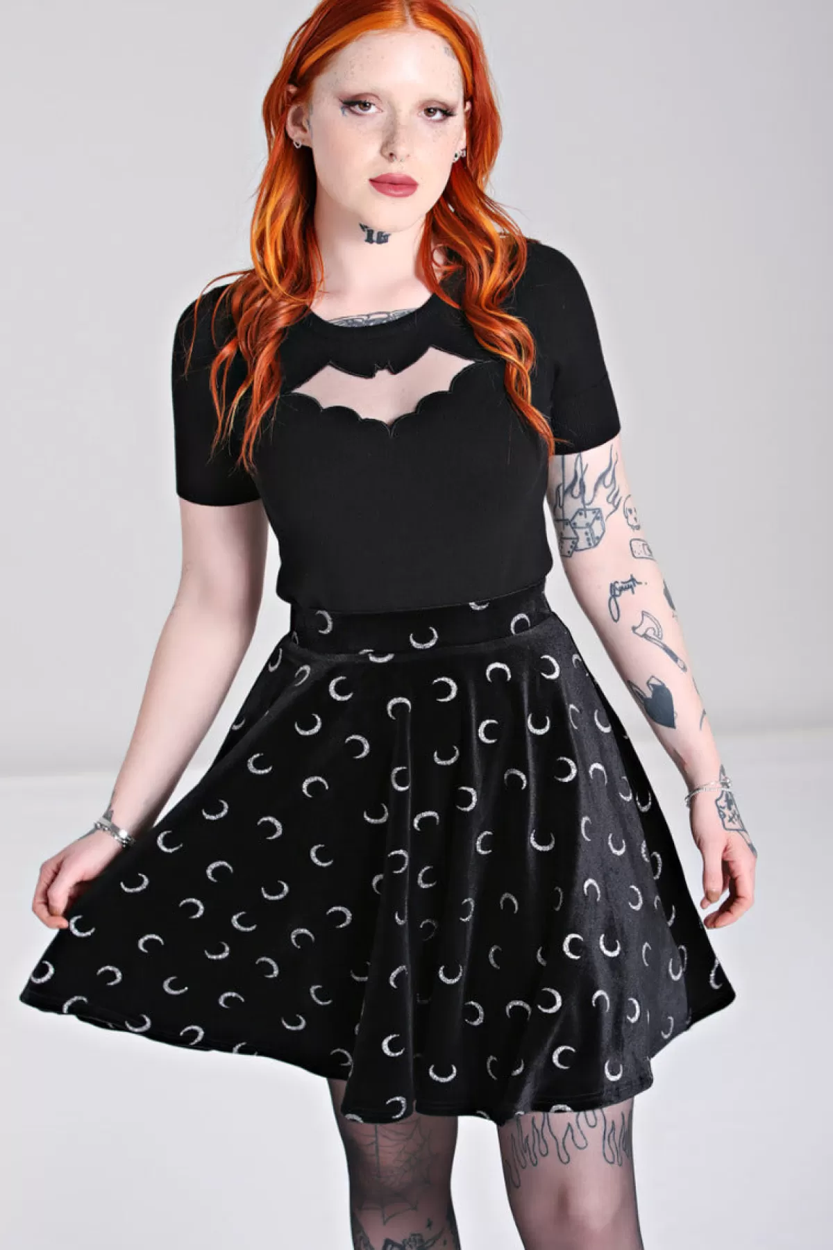 Mini Skirts*Hell Bunny Misty Moon Skirt Black