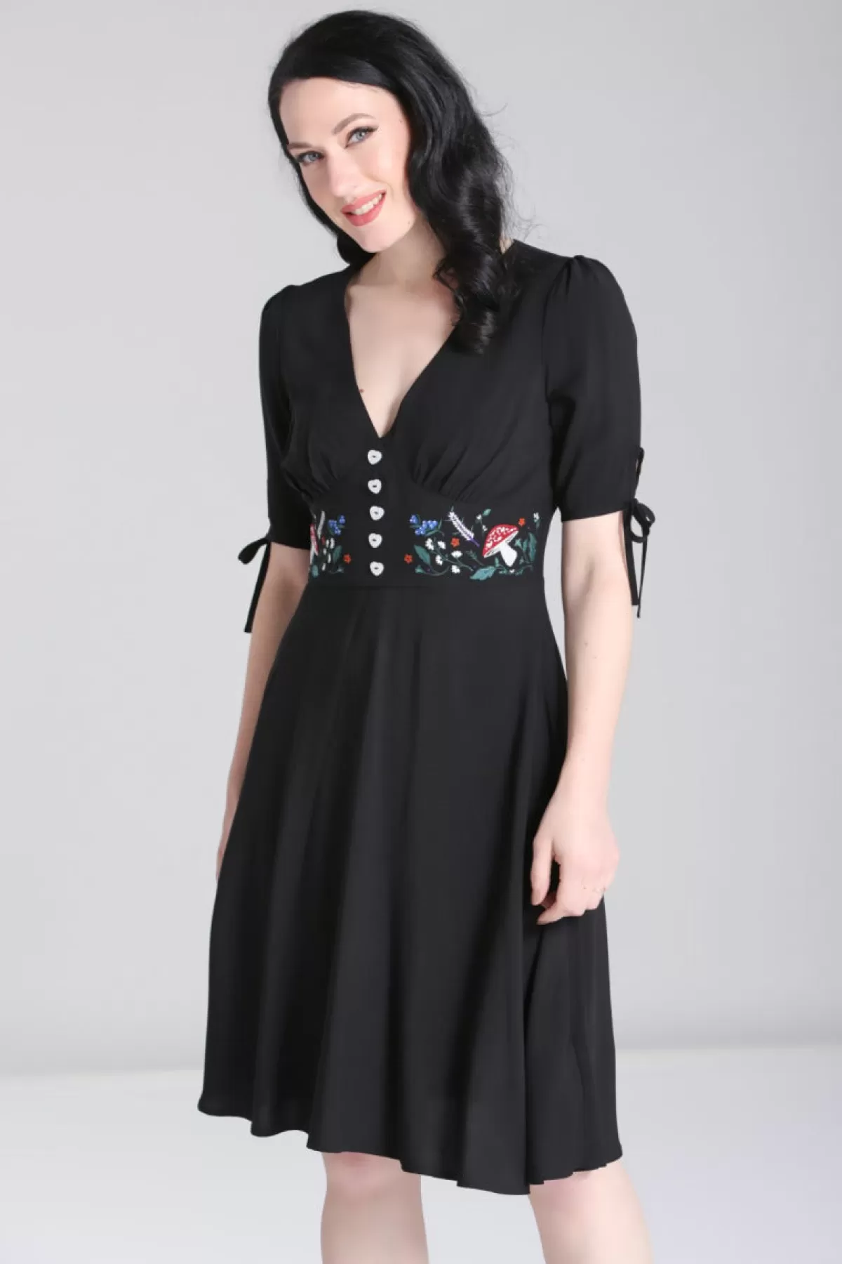 Knee Dresses*Hell Bunny Natura Dress Black