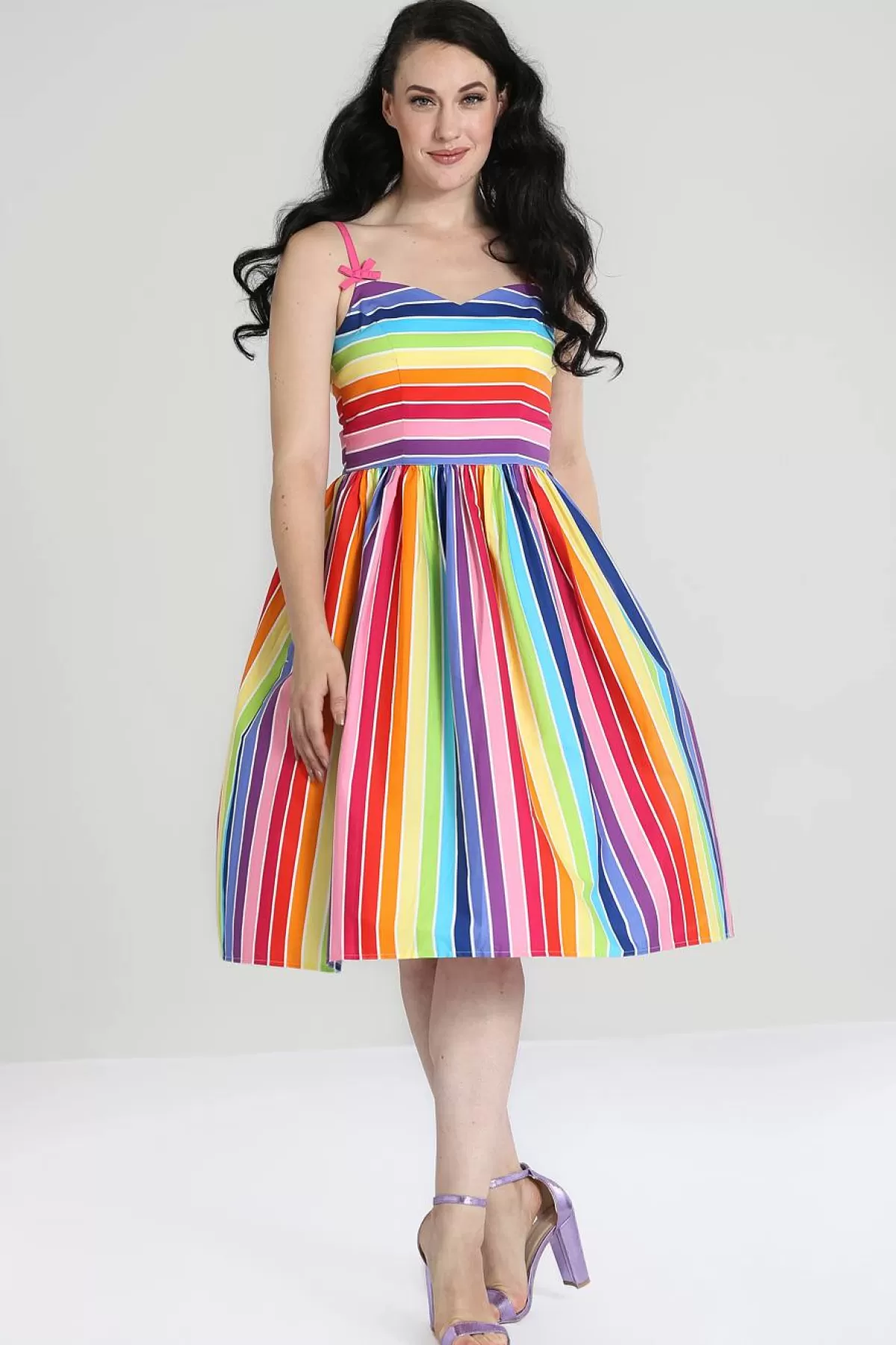 Midi Dresses*Hell Bunny New Over The Rainbow Dress Multi Colour