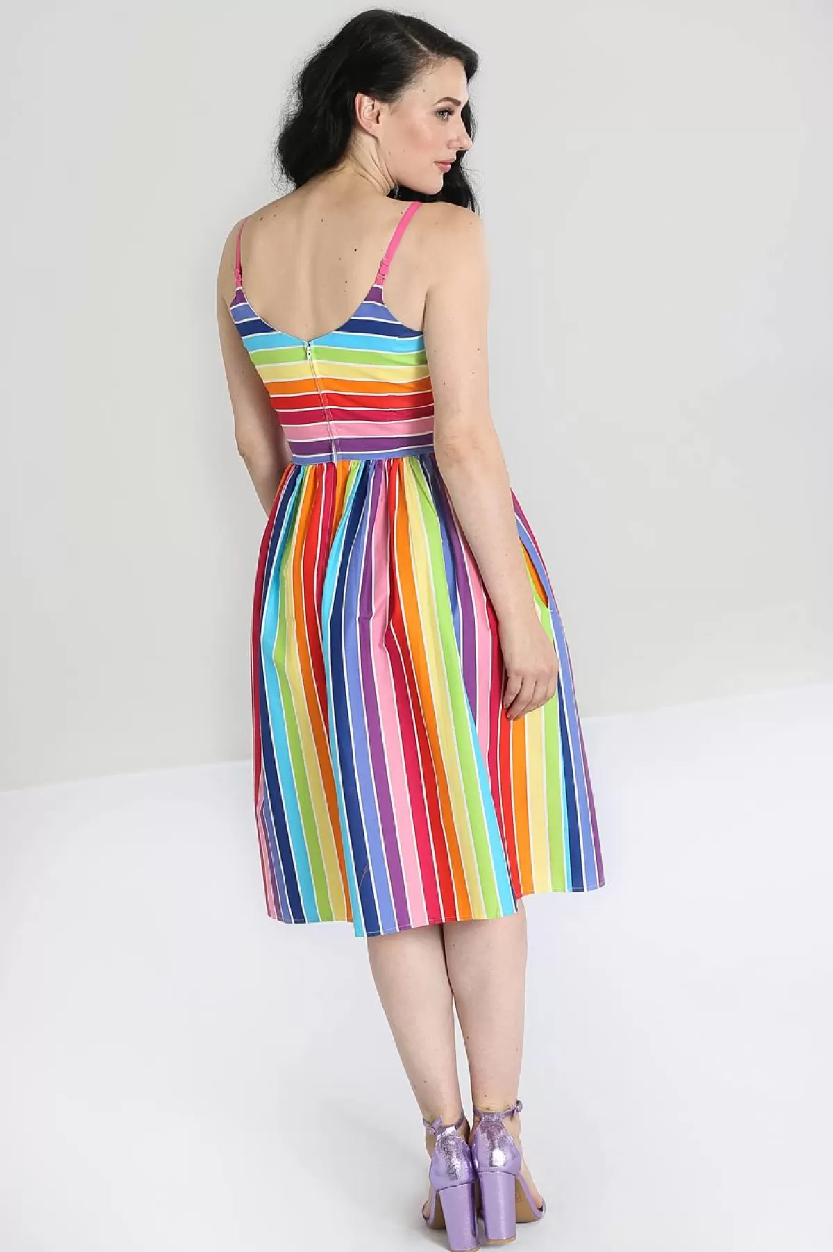 Midi Dresses*Hell Bunny New Over The Rainbow Dress Multi Colour