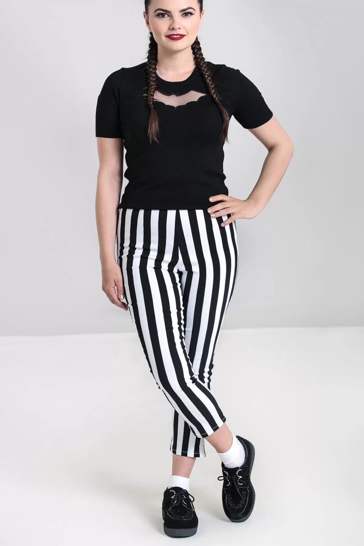 Trousers*Hell Bunny Otho Trousers Black / White