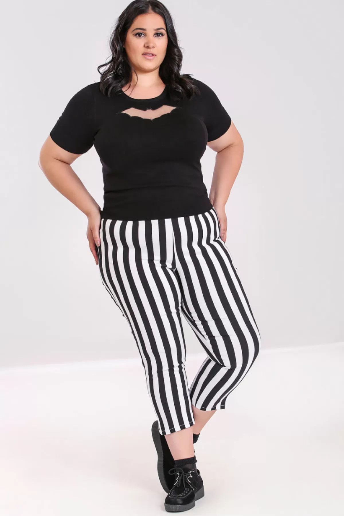 Trousers*Hell Bunny Otho Trousers Black / White