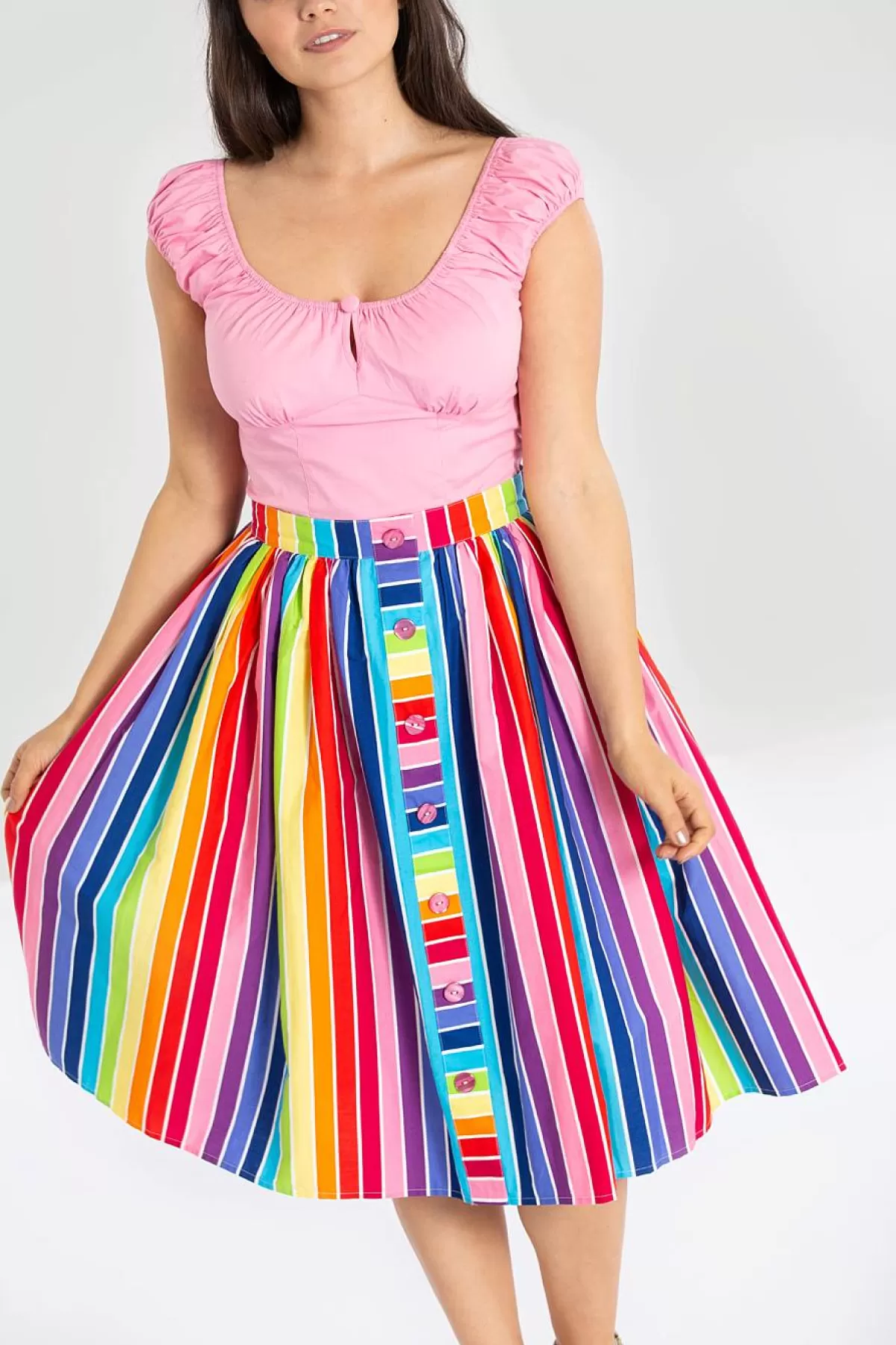 Midi Skirts*Hell Bunny Over The Rainbow 50'S Skirt Multi Colour