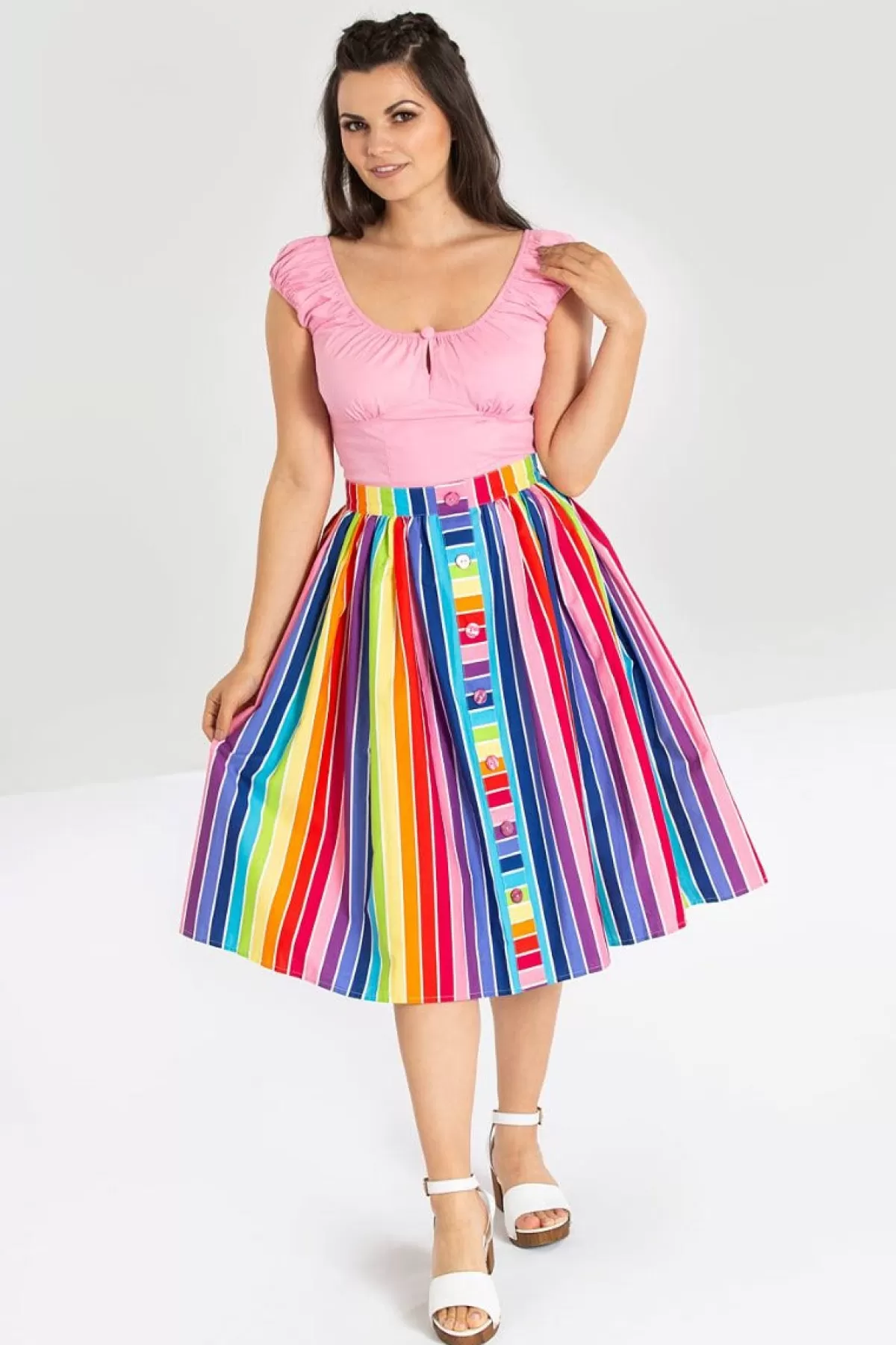 Midi Skirts*Hell Bunny Over The Rainbow 50'S Skirt Multi Colour