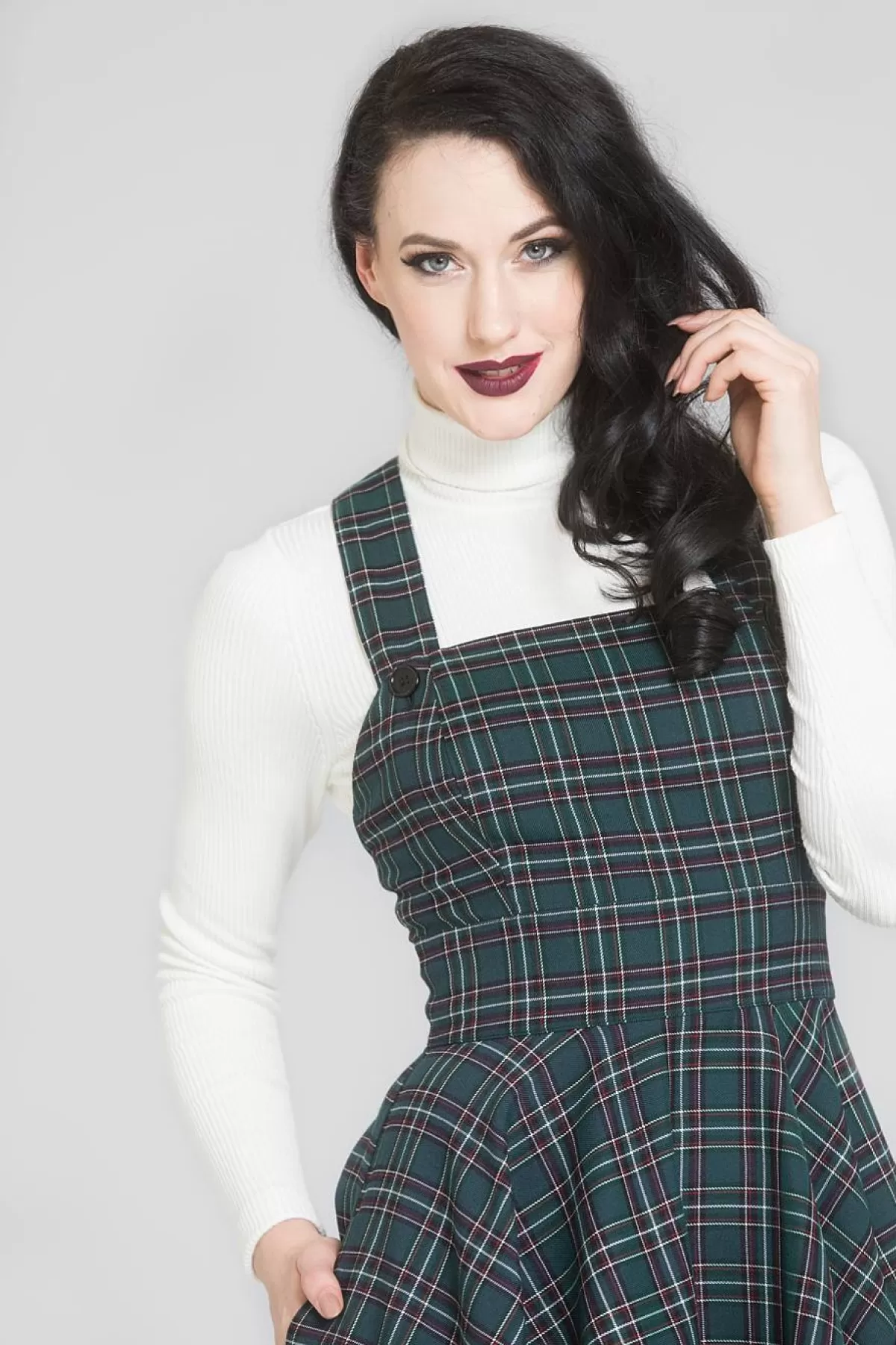 Knee Dresses*Hell Bunny Peebles Pinafore Dress