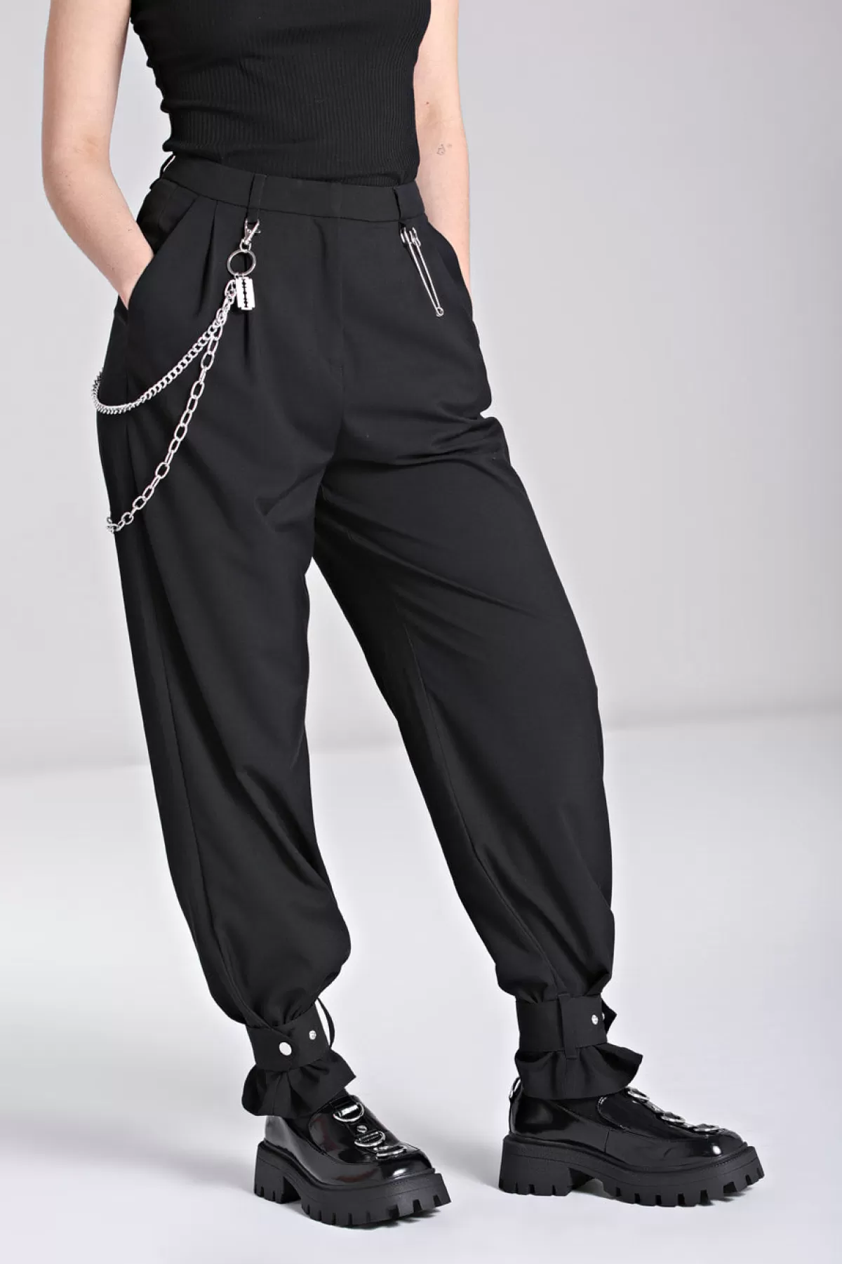 Trousers*Hell Bunny Rebellion Trousers Black