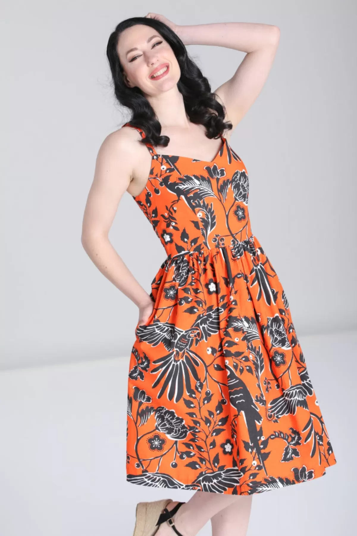 Midi Dresses*Hell Bunny Rio Dress Orange