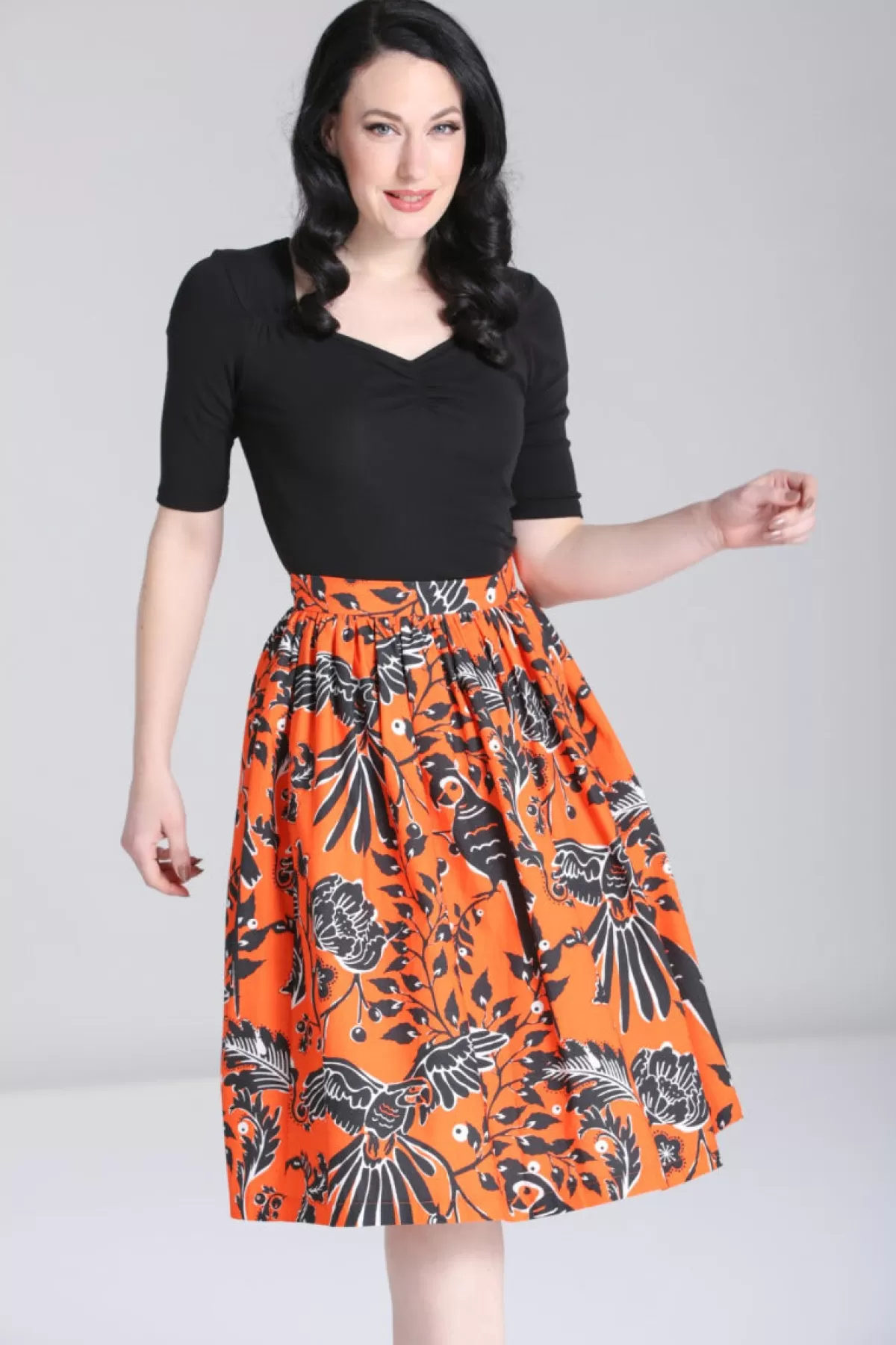 Midi Skirts*Hell Bunny Rio Skirt Orange