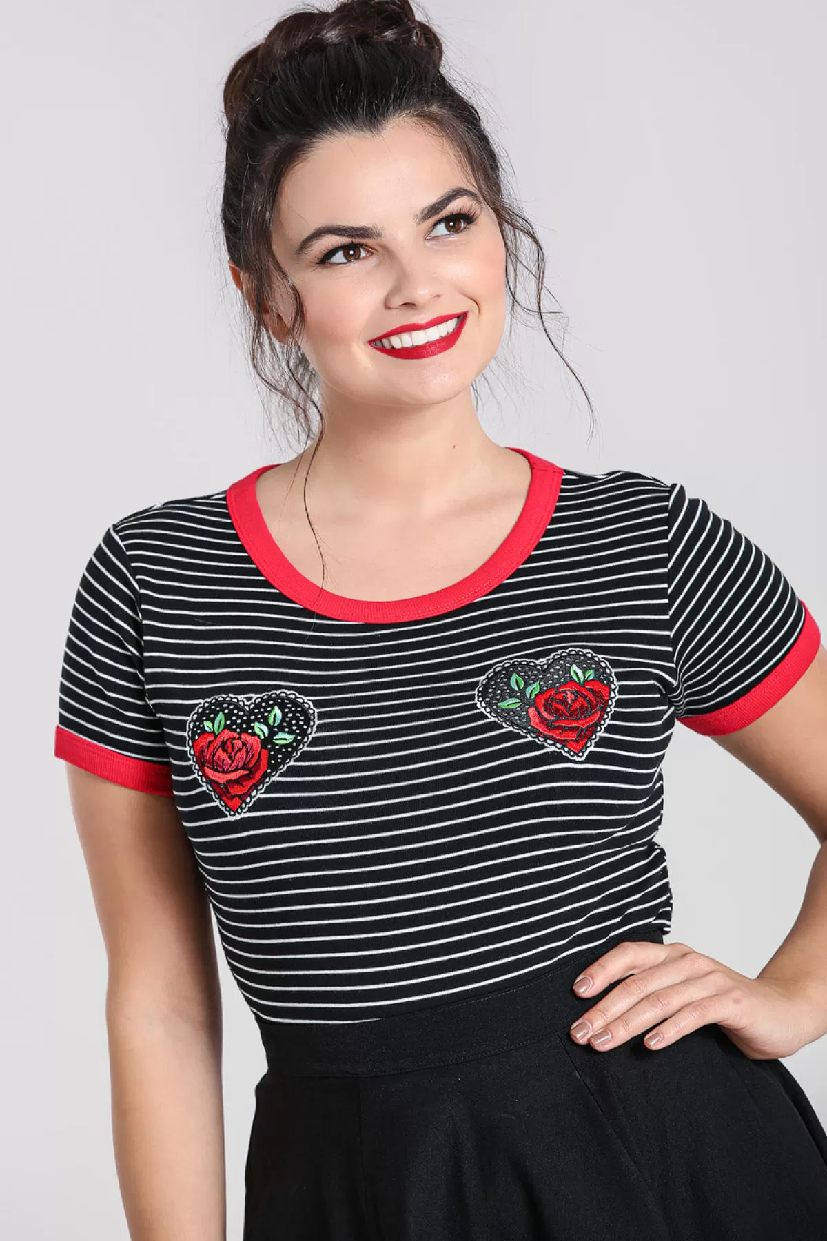 Knitted Tops*Hell Bunny Rose Heart Top Black