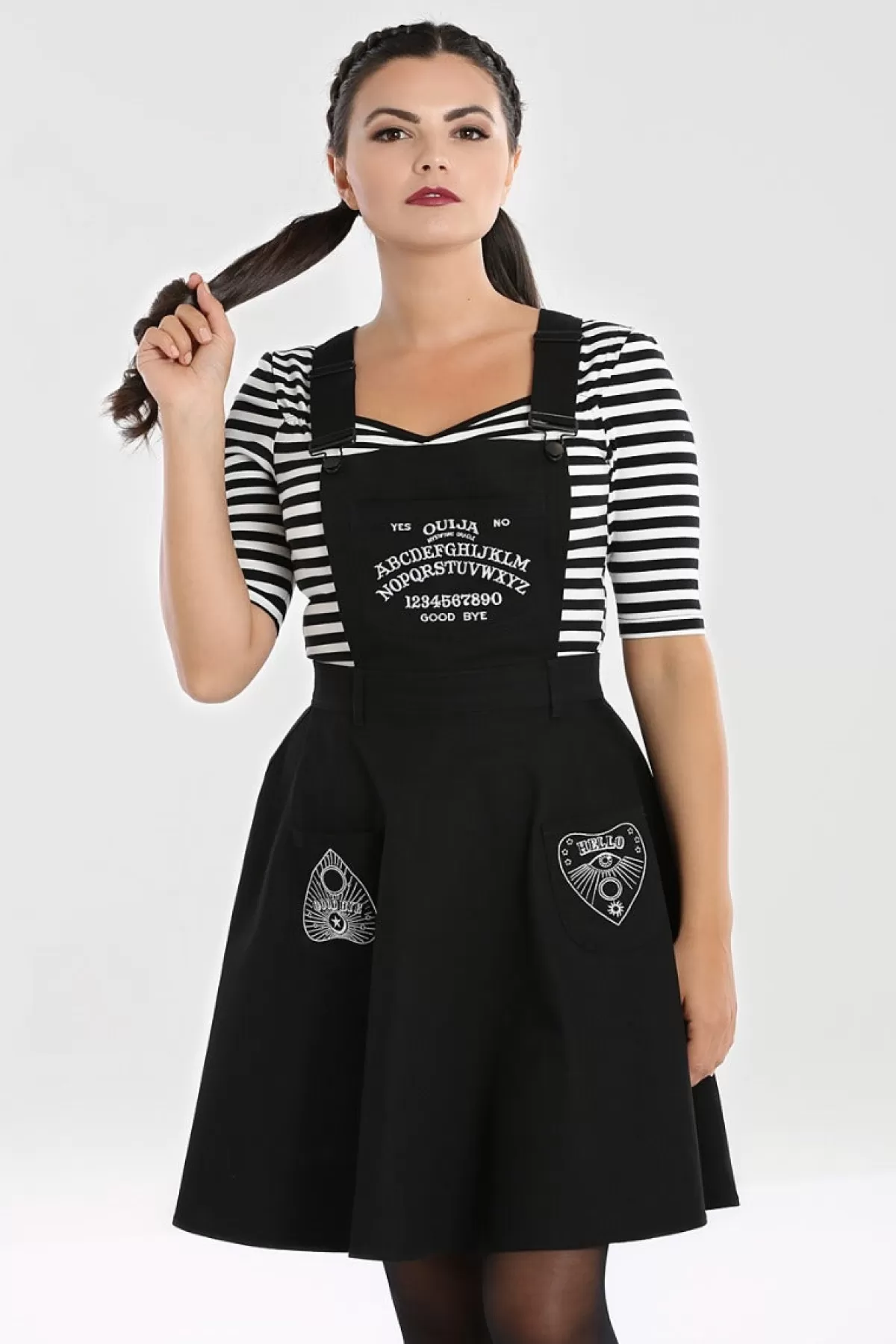 Mini Dresses*Hell Bunny Samara Pinafore Dress Black