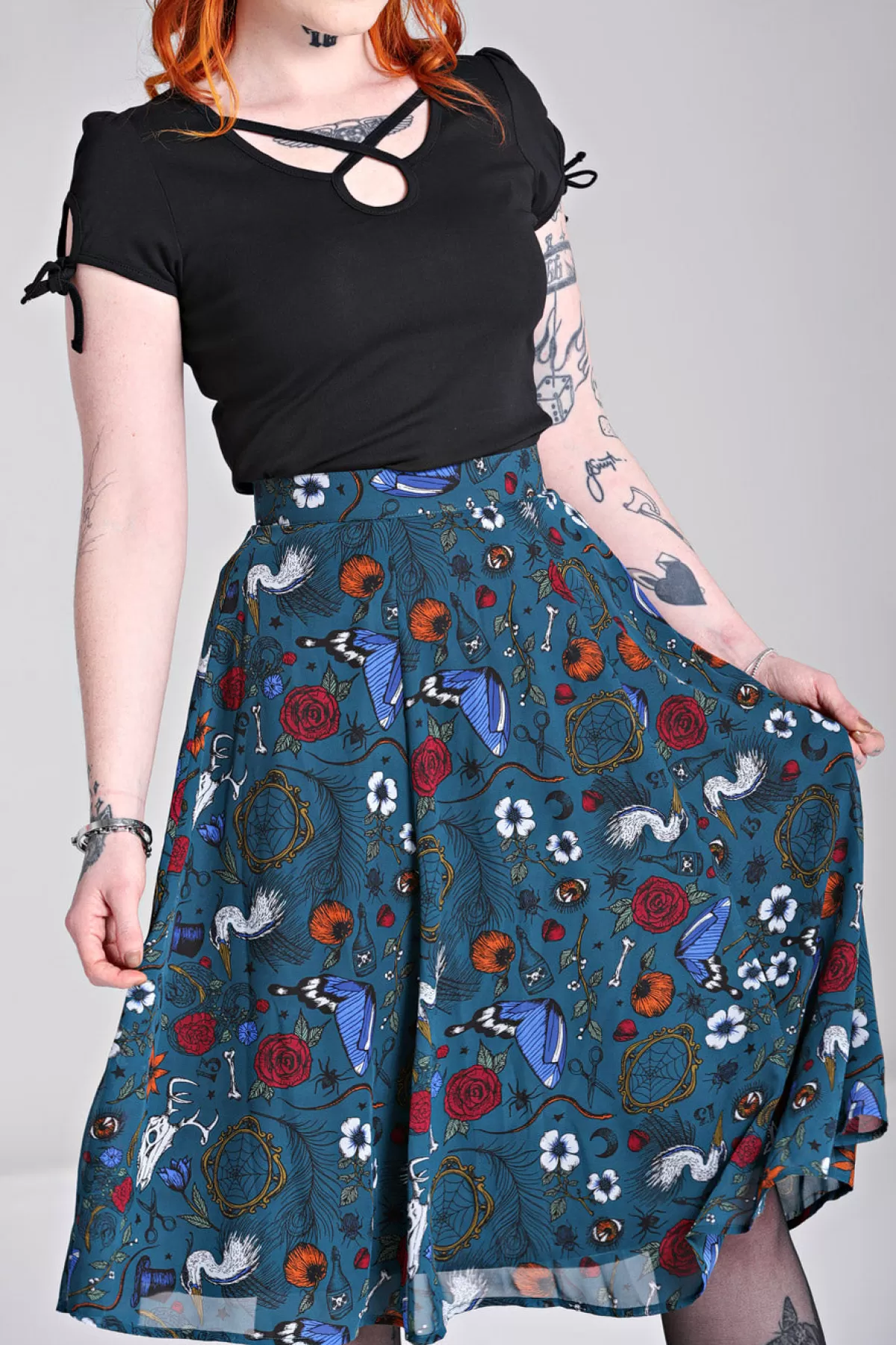 Midi Skirts*Hell Bunny Sianna Skirt Teal