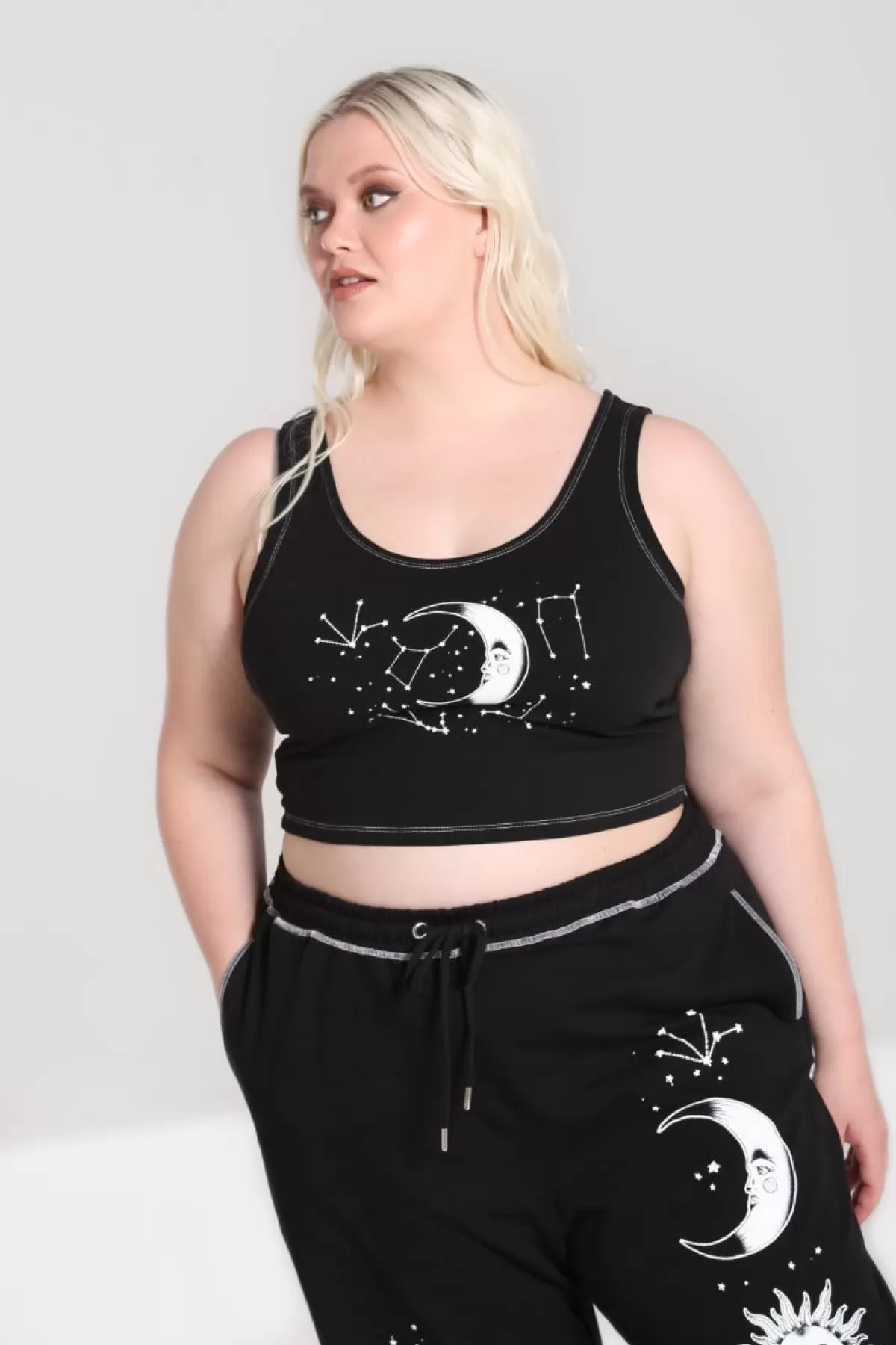 Loungewear*Hell Bunny Solaris Crop Top Black