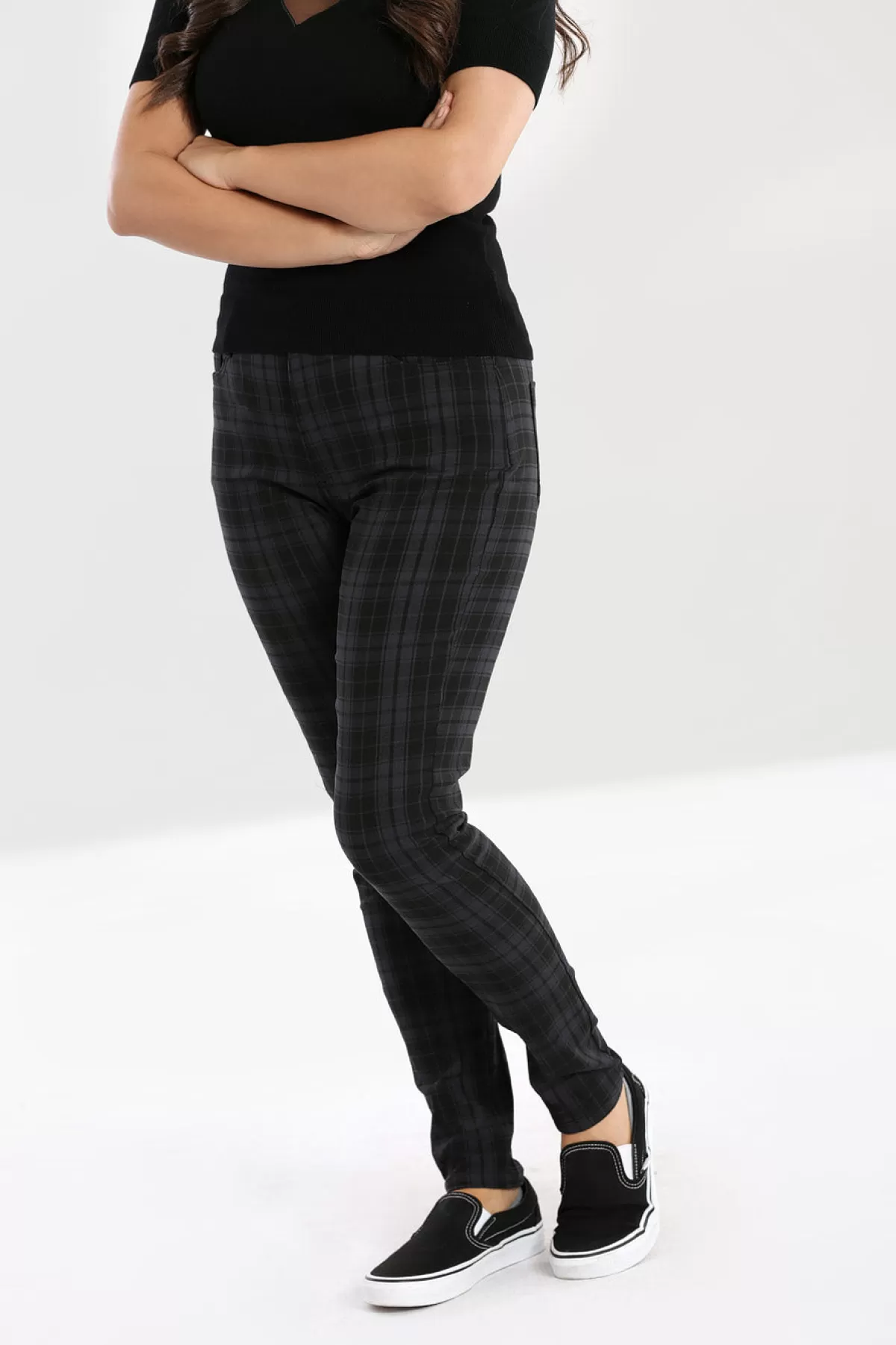 Trousers*Hell Bunny Storm Skinny Trousers Grey