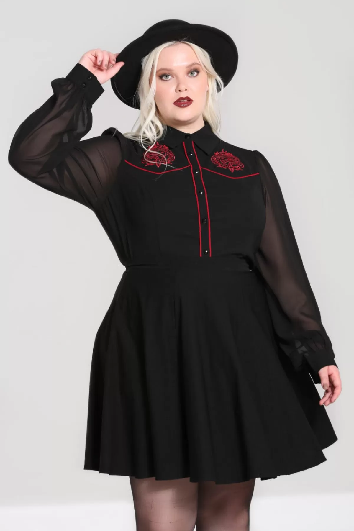 Shirts*Hell Bunny Tallulah Shirt Black