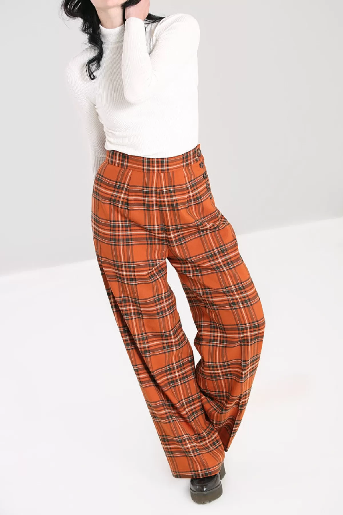 Trousers*Hell Bunny Tawny Trousers Brown