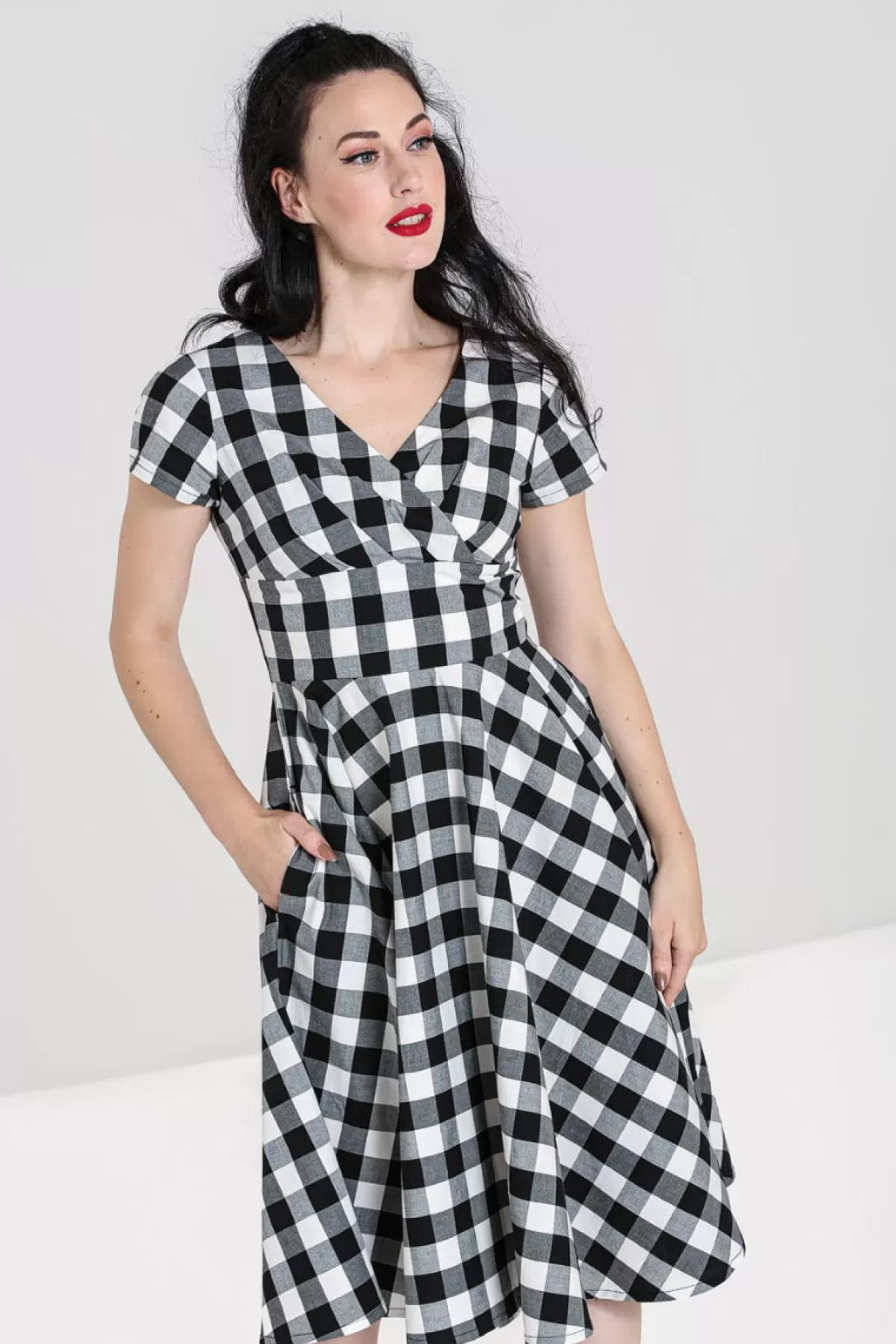 Midi Dresses*Hell Bunny Victorine 50'S Dress Black / White