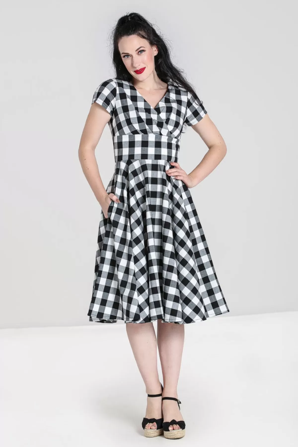 Midi Dresses*Hell Bunny Victorine 50'S Dress Black / White