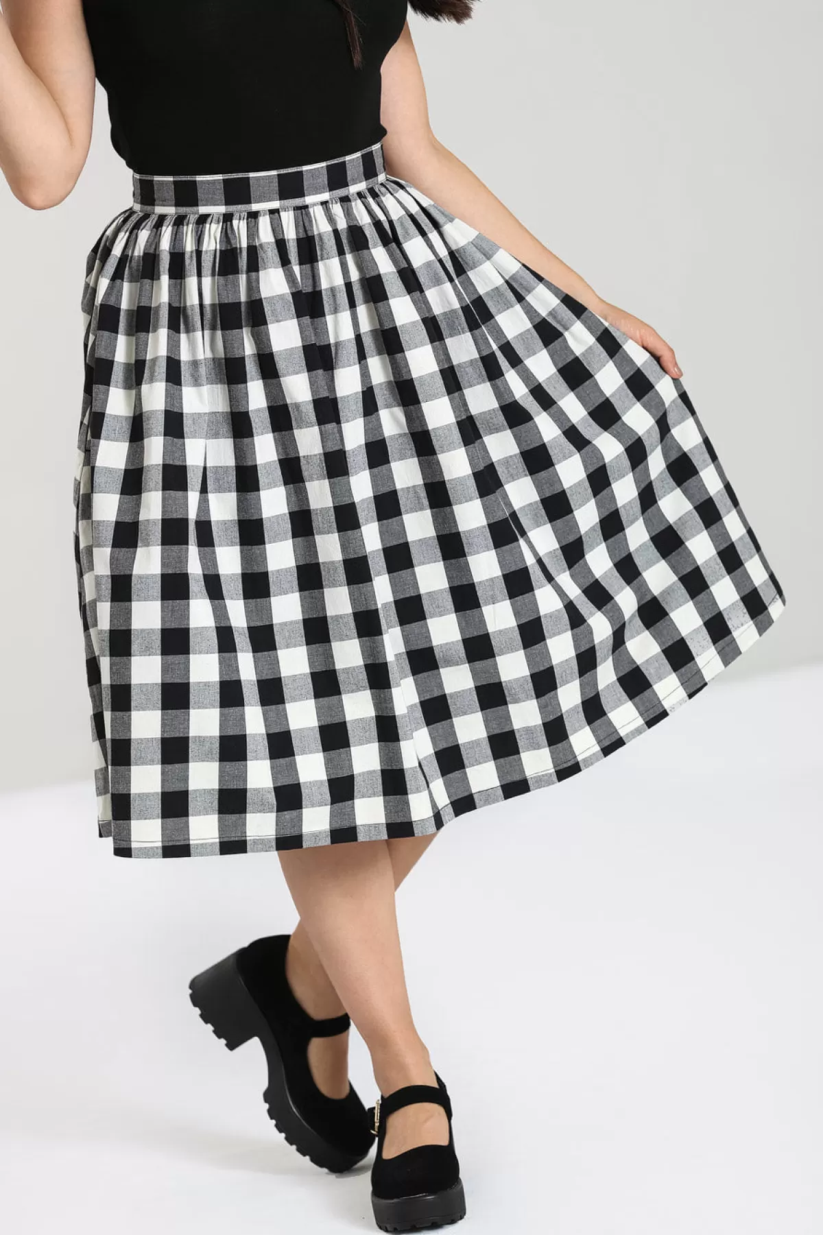 Midi Skirts*Hell Bunny Victorine 50'S Skirt Plus Size Black / White