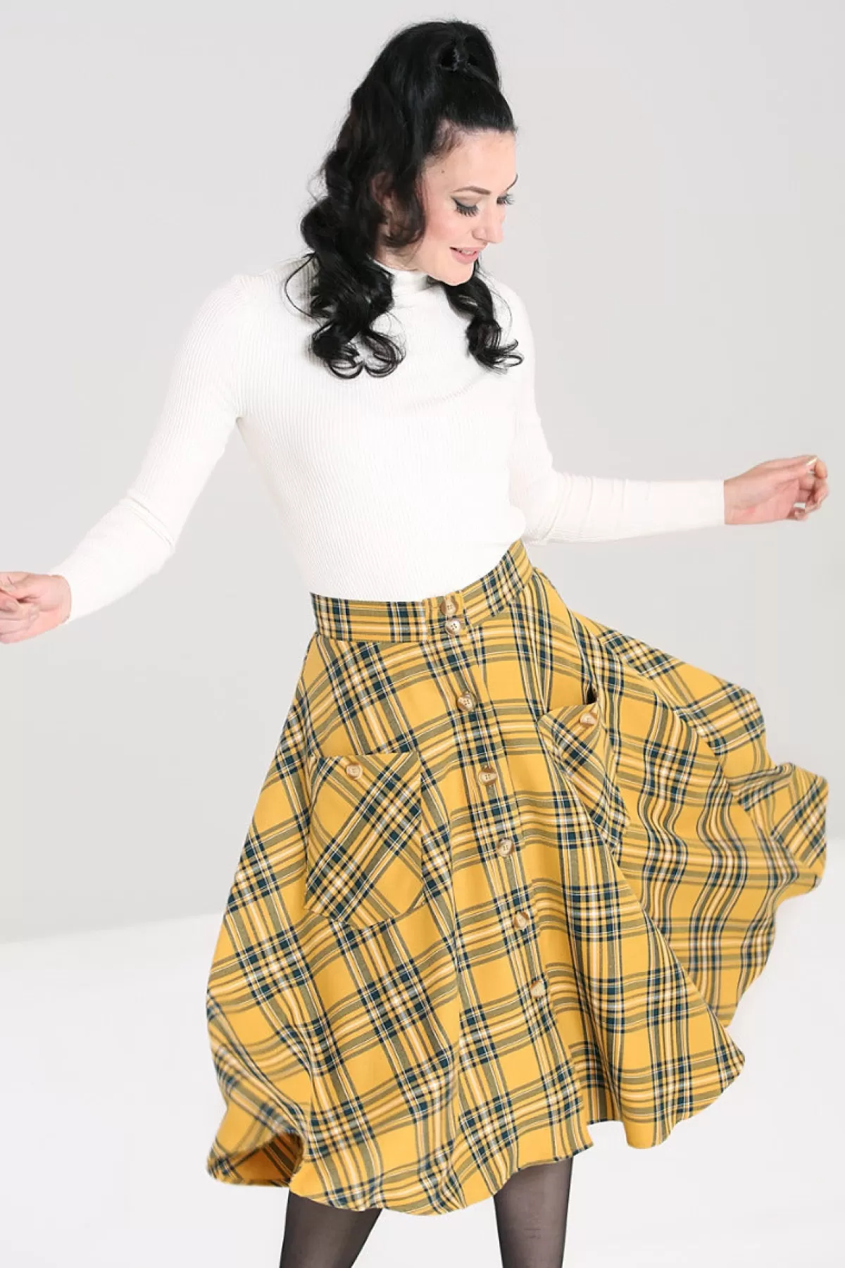 Midi Skirts*Hell Bunny Wither Skirt Mustard